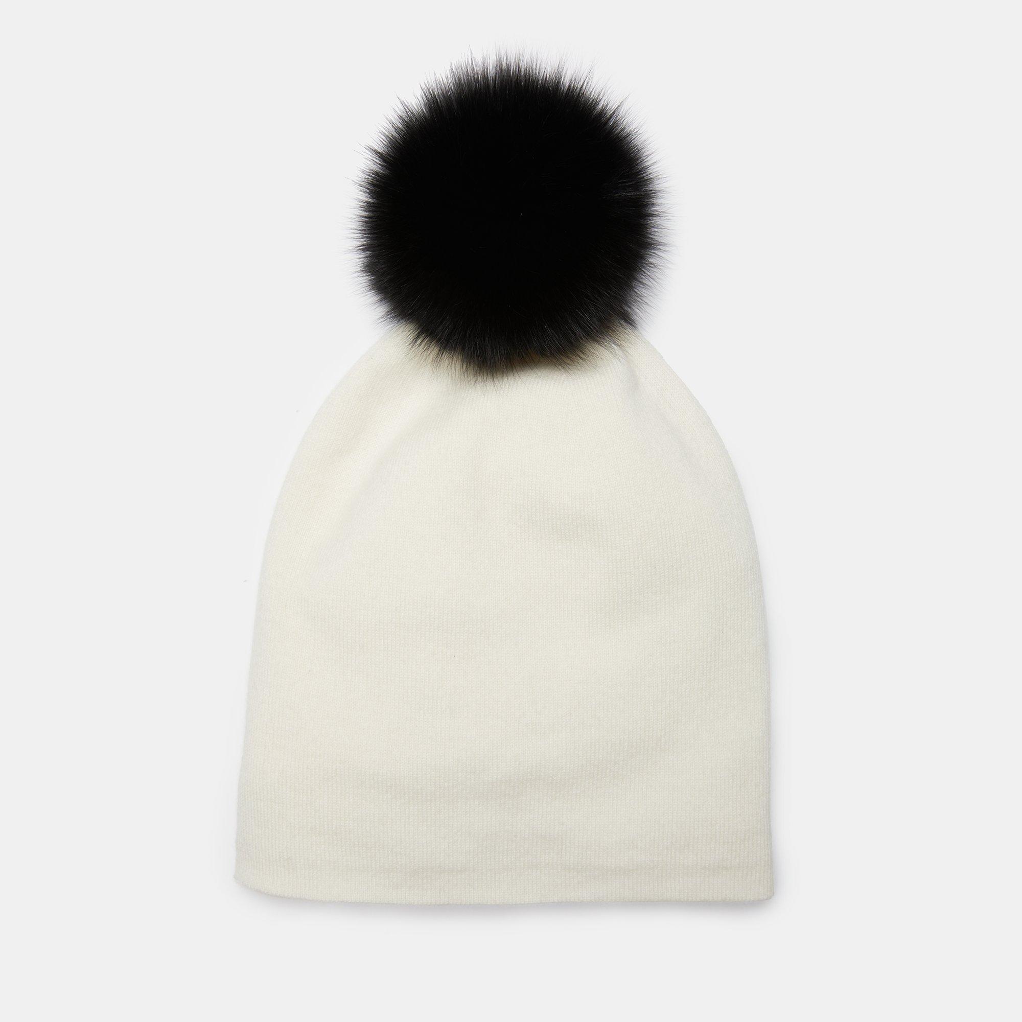 Cashmere Fur Pom Beanie