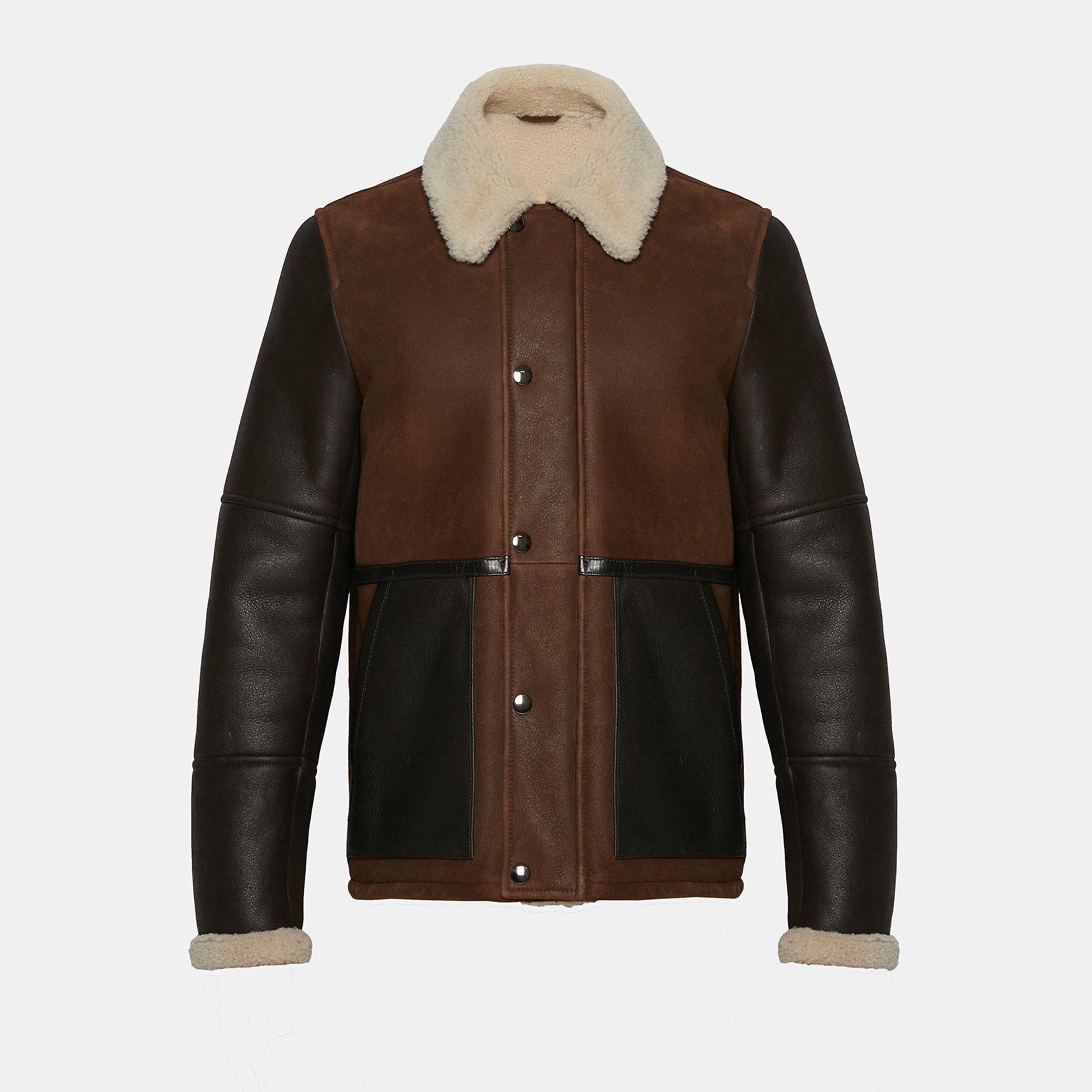 Blocked Shearling Bomber Jacket