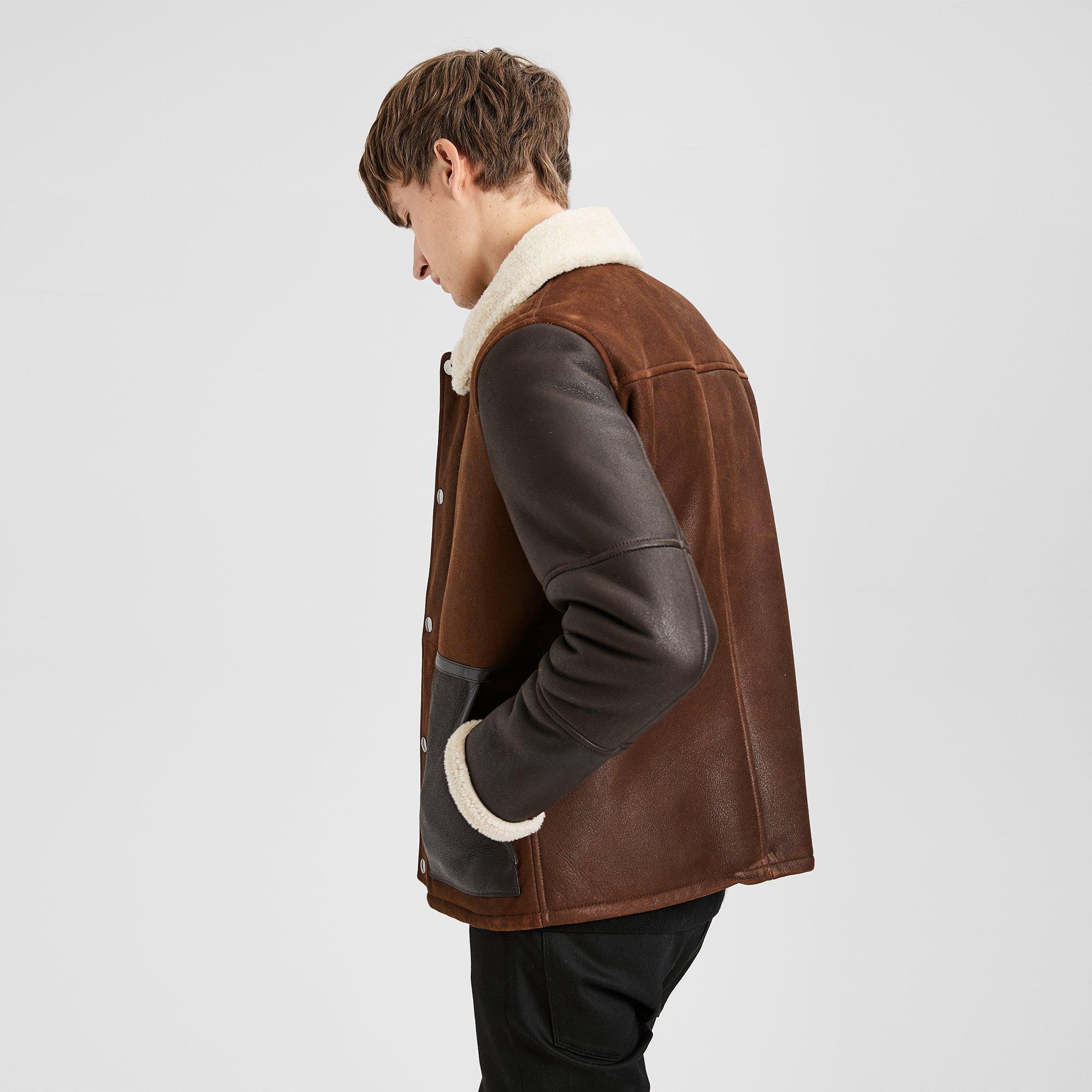 Blocked Shearling Bomber Jacket