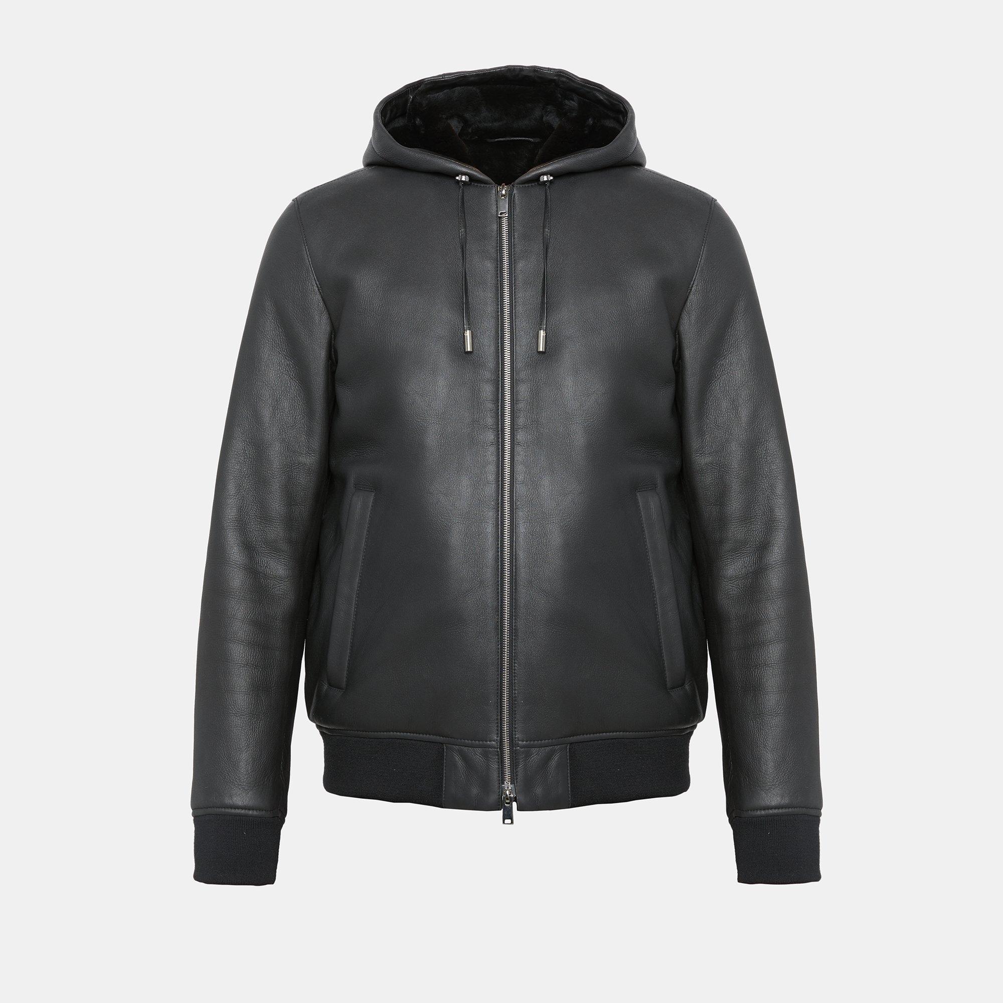 Hooded Zip Shearling Jacket