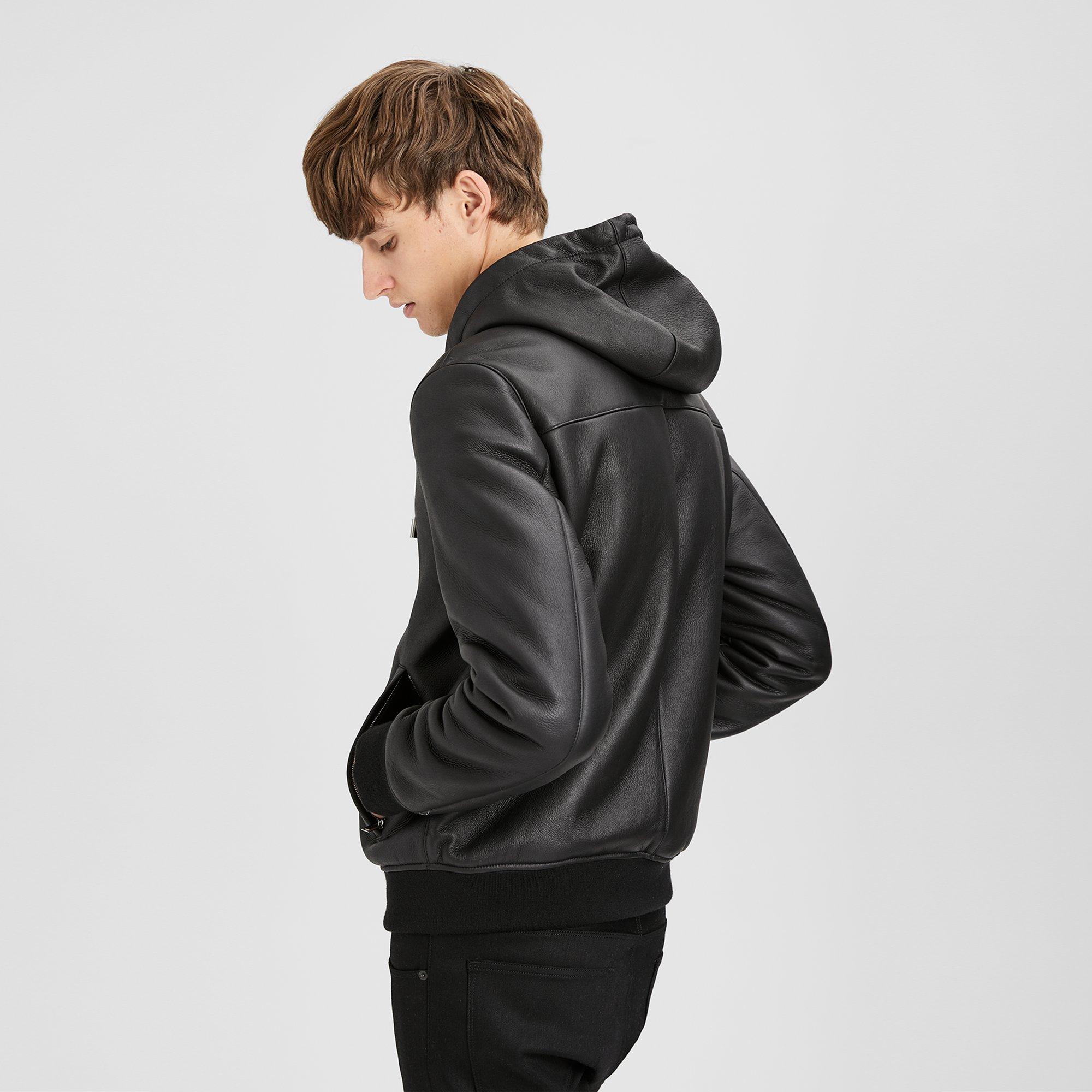 Hooded Zip Shearling Jacket