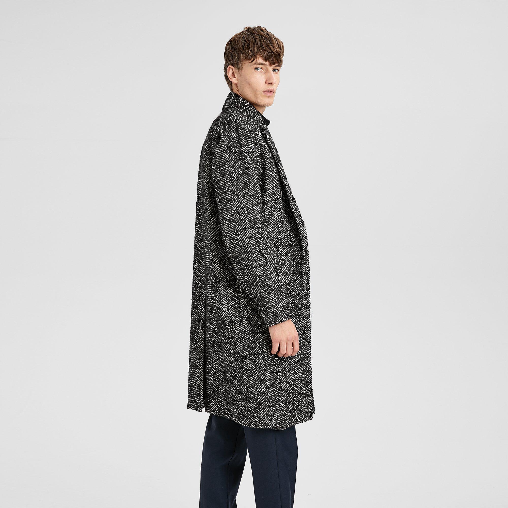 Wool Herringbone Oversized Coat