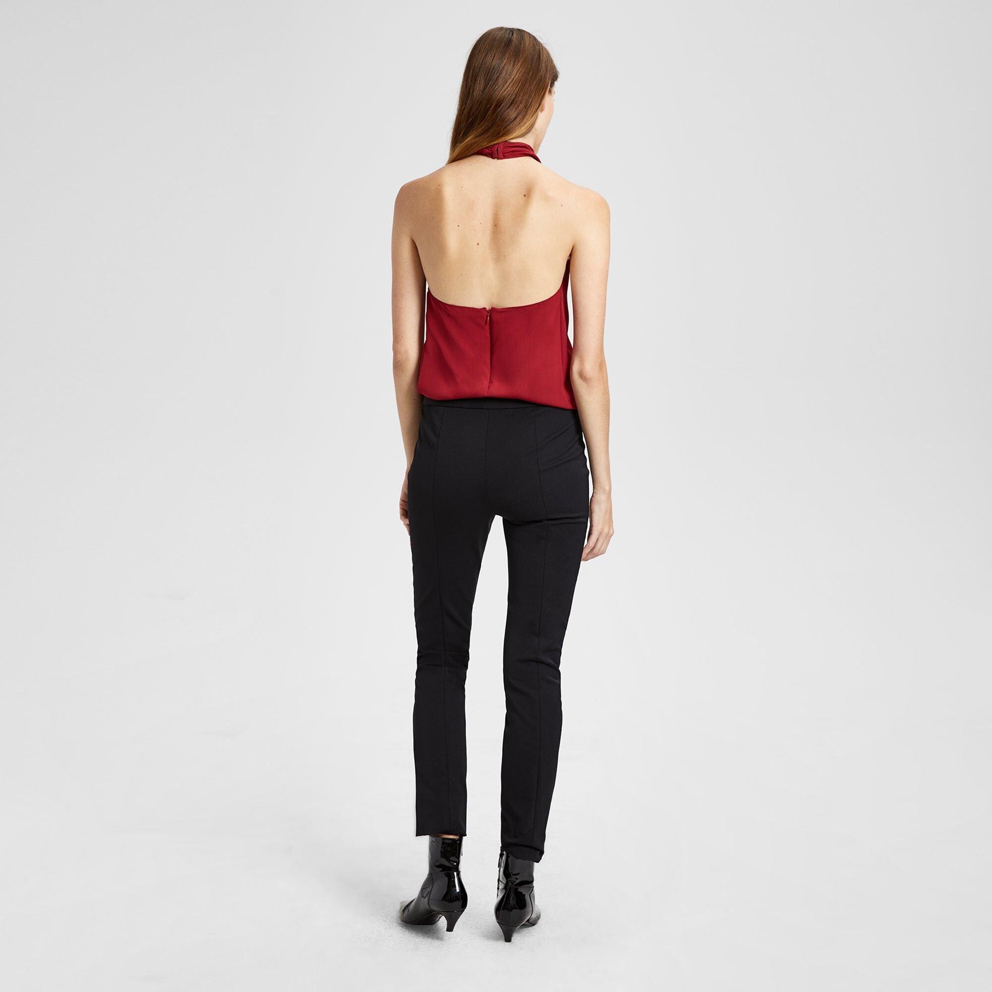 Silk Cross-Front Halter Top