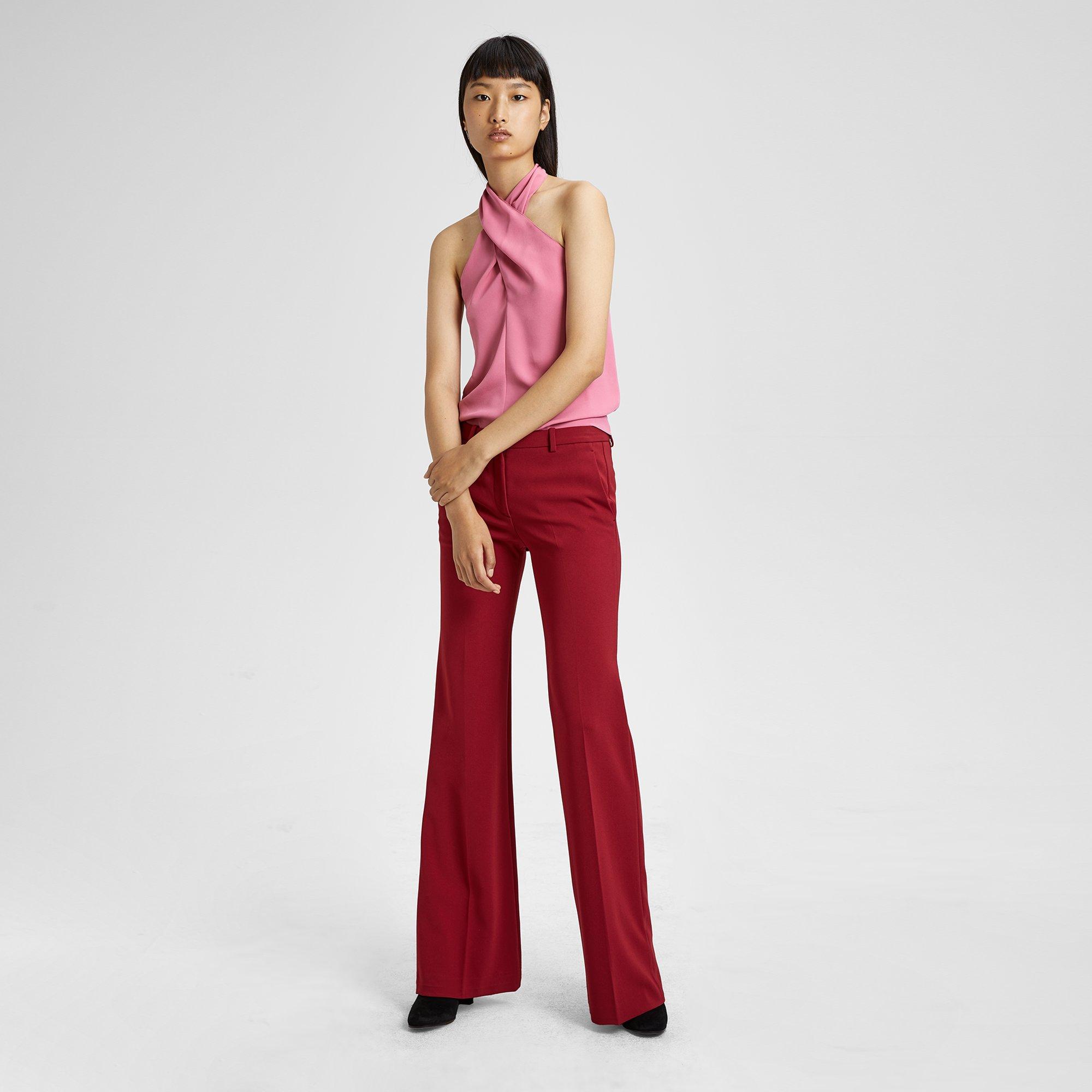 Silk Cross-Front Halter Top