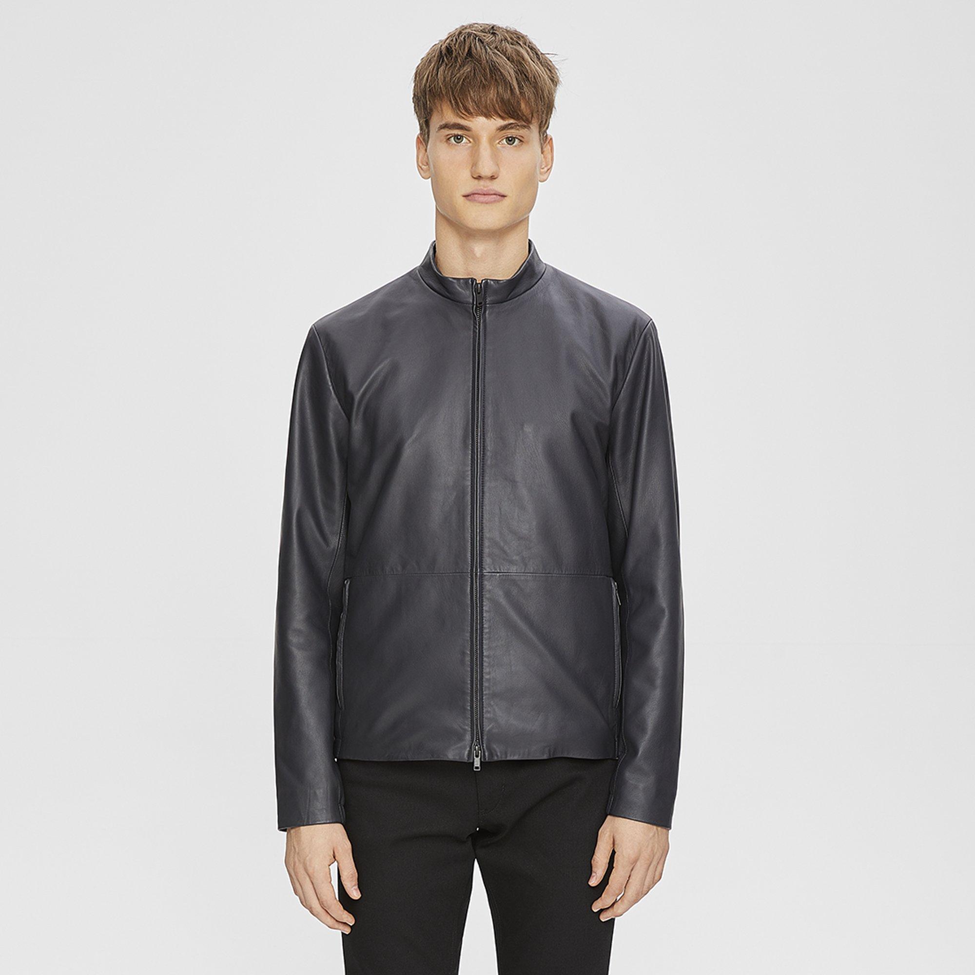 Leather Stand-Collar Jacket