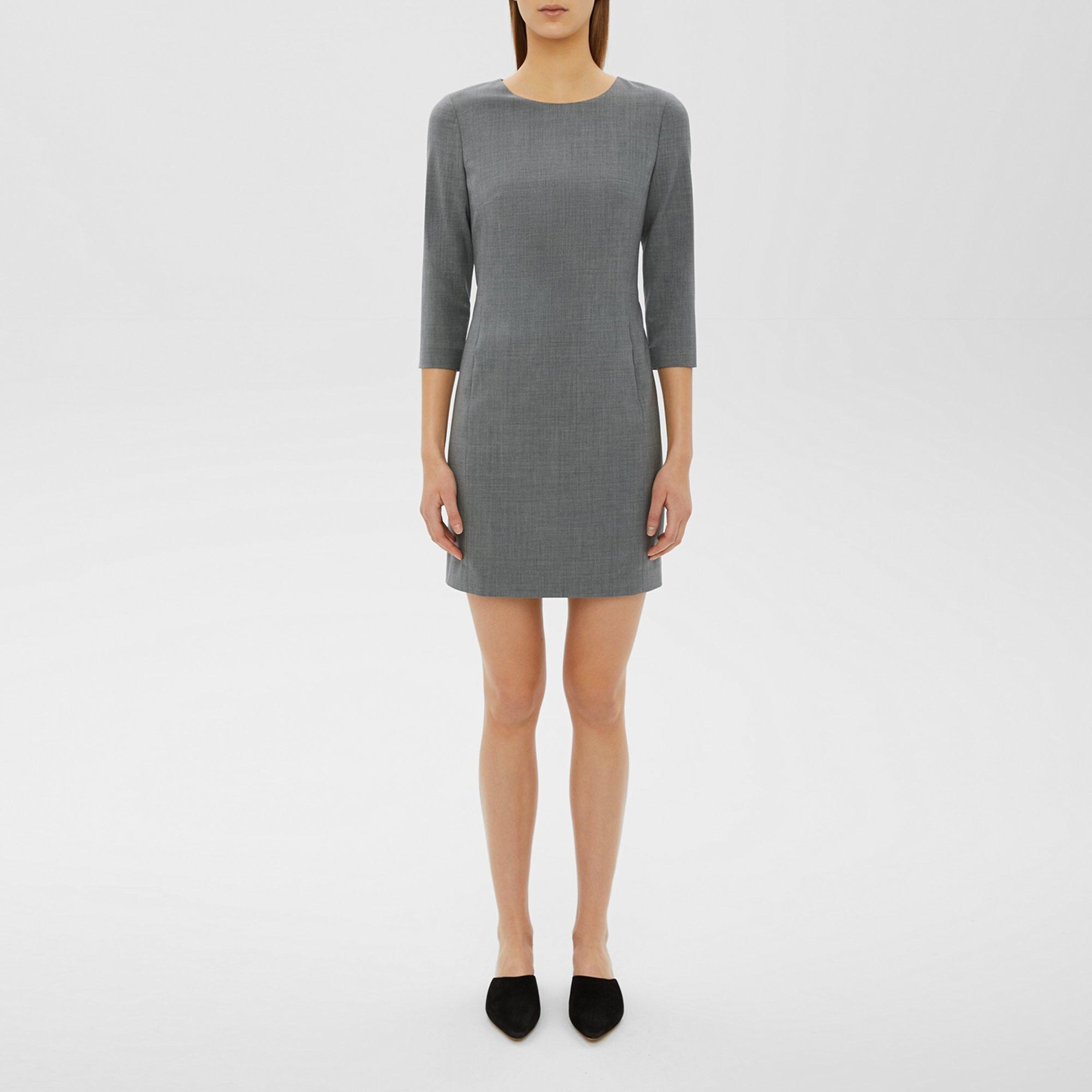 Stretch Wool Shift Dress