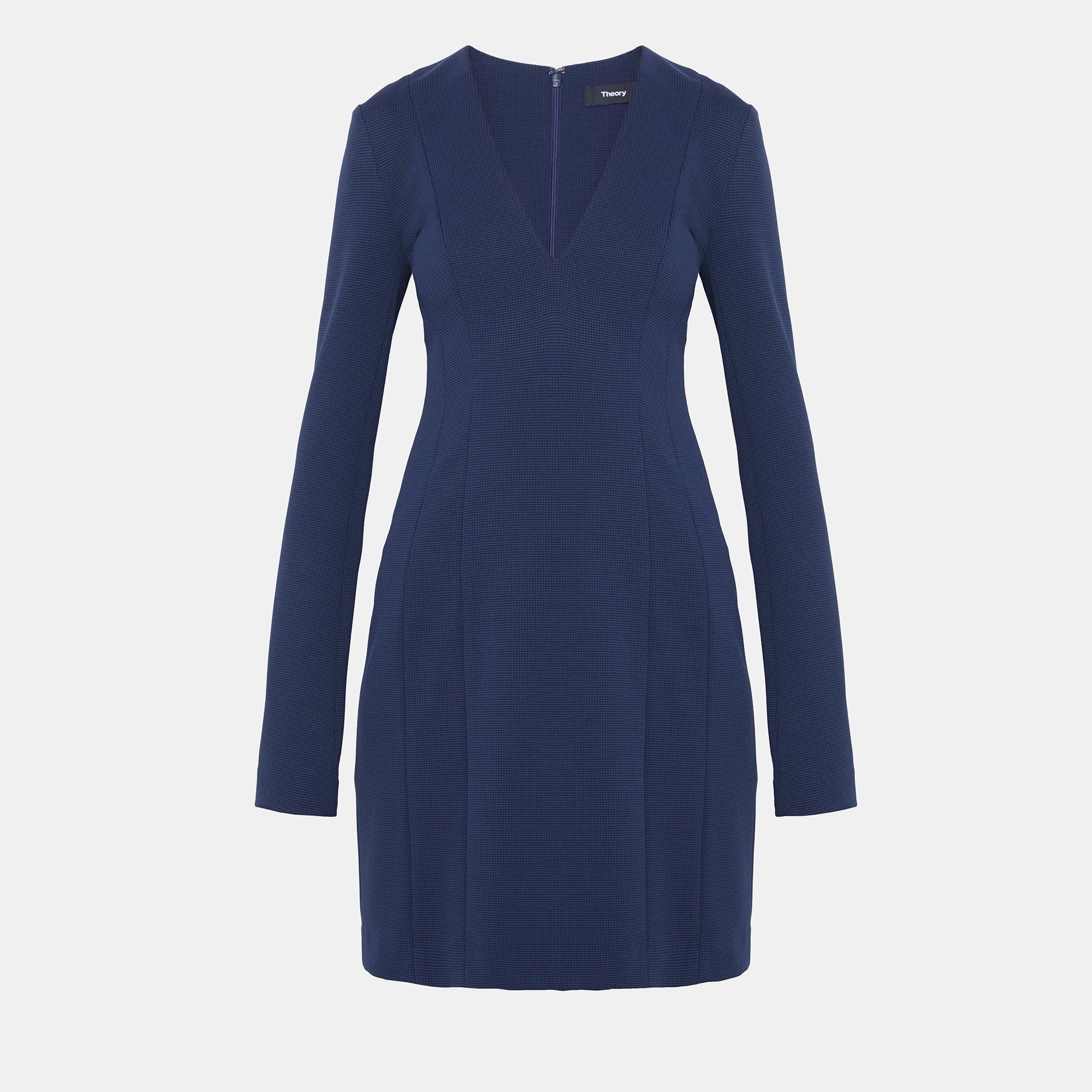 Technical Knit V Neck Mini Dress