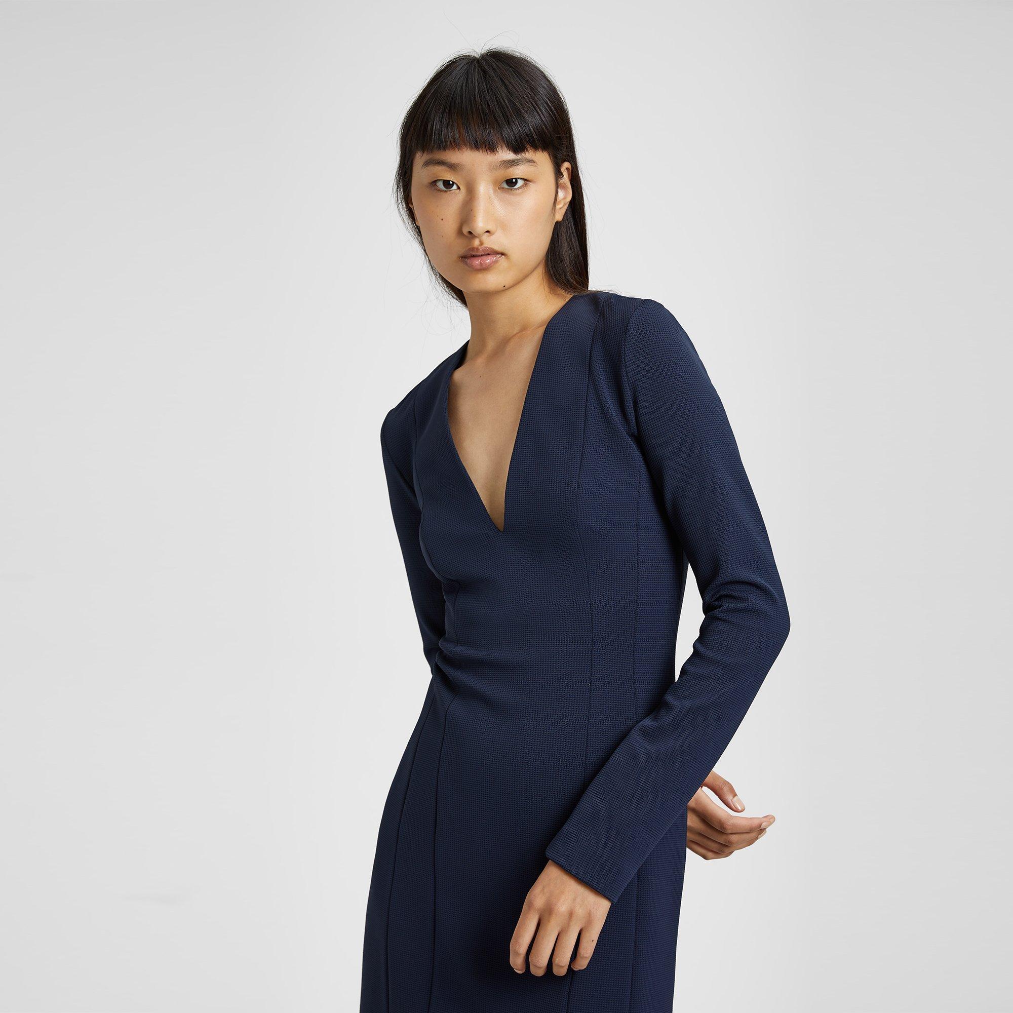 Technical Knit V Neck Mini Dress