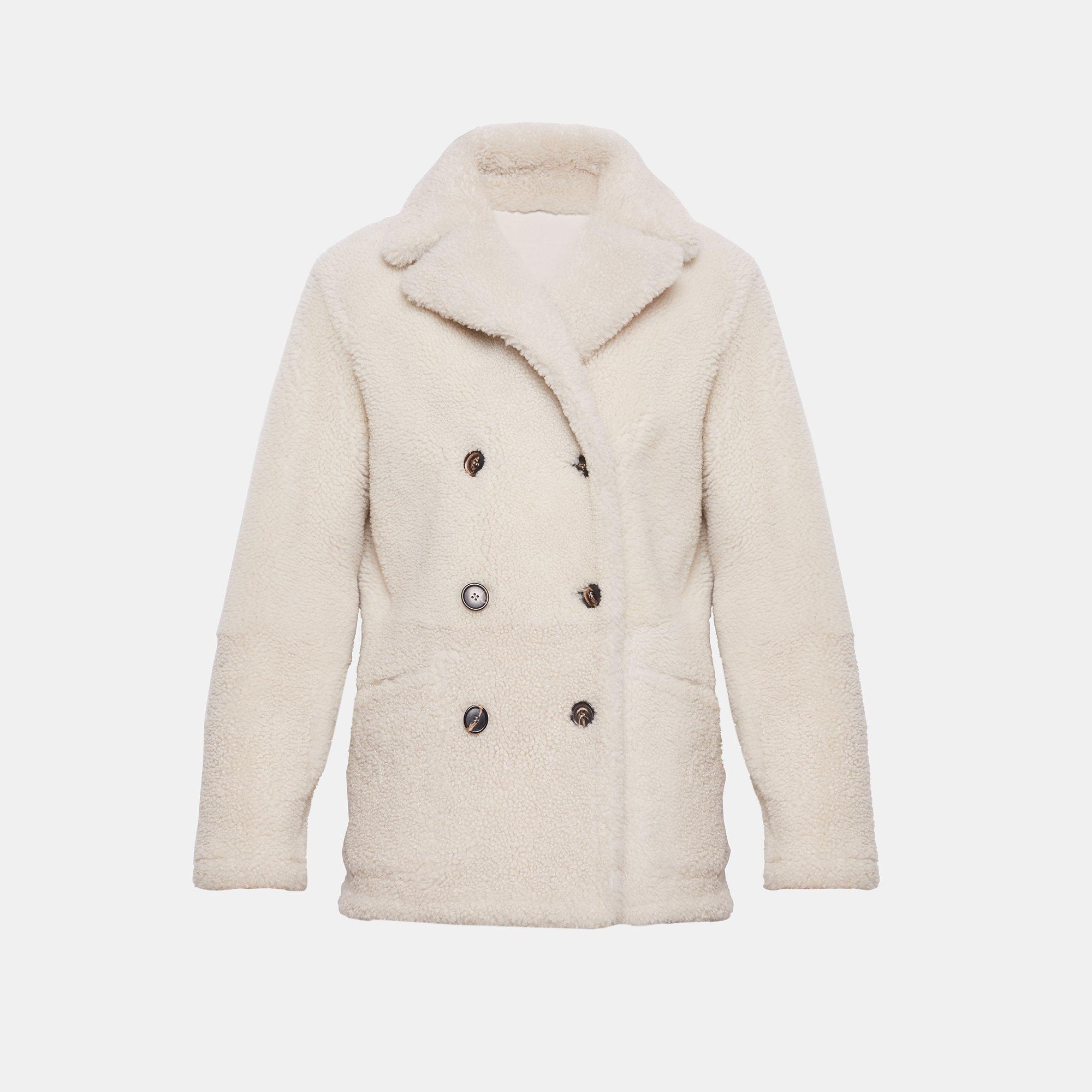 Theory Official Site | Reversible Shearling Peacoat