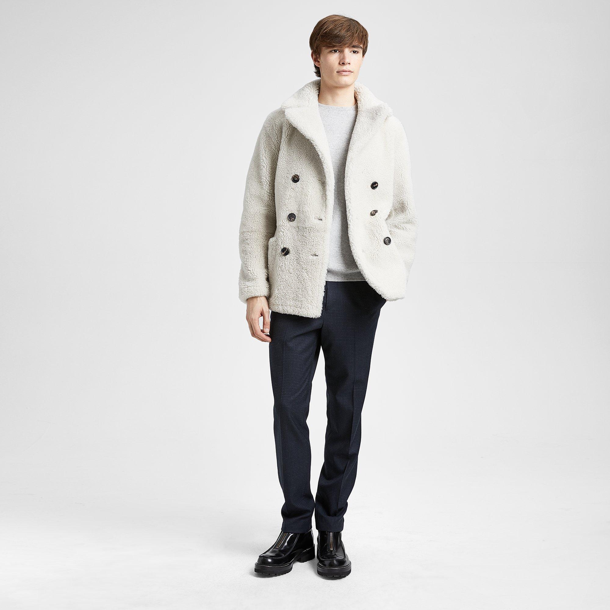 Theory Official Site | Reversible Shearling Peacoat