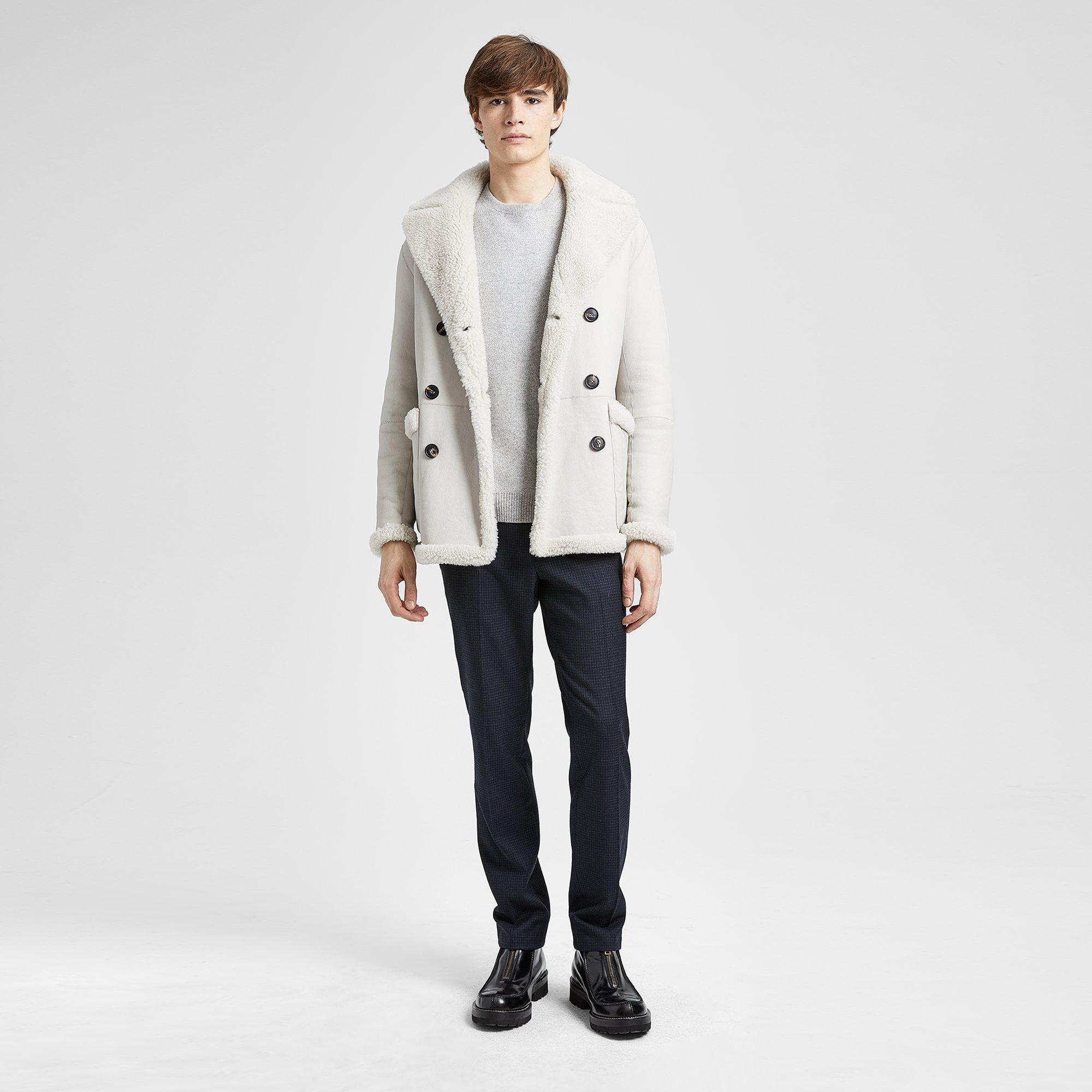 Theory Official Site | Reversible Shearling Peacoat