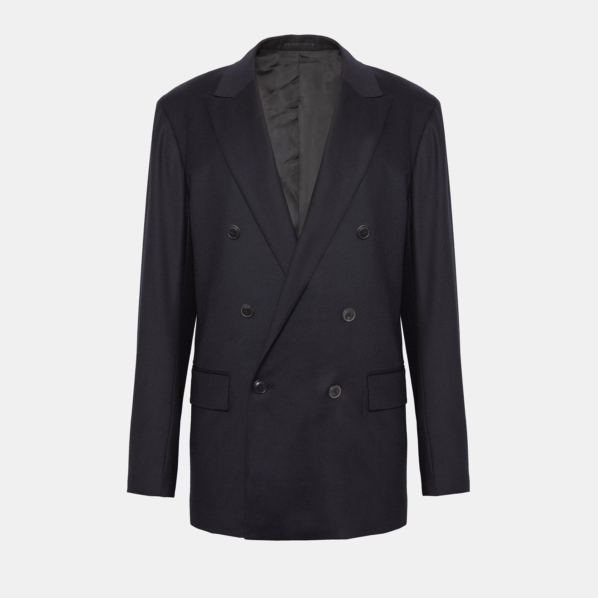 Tailored Flannel Double-Breasted Blazer | Theory