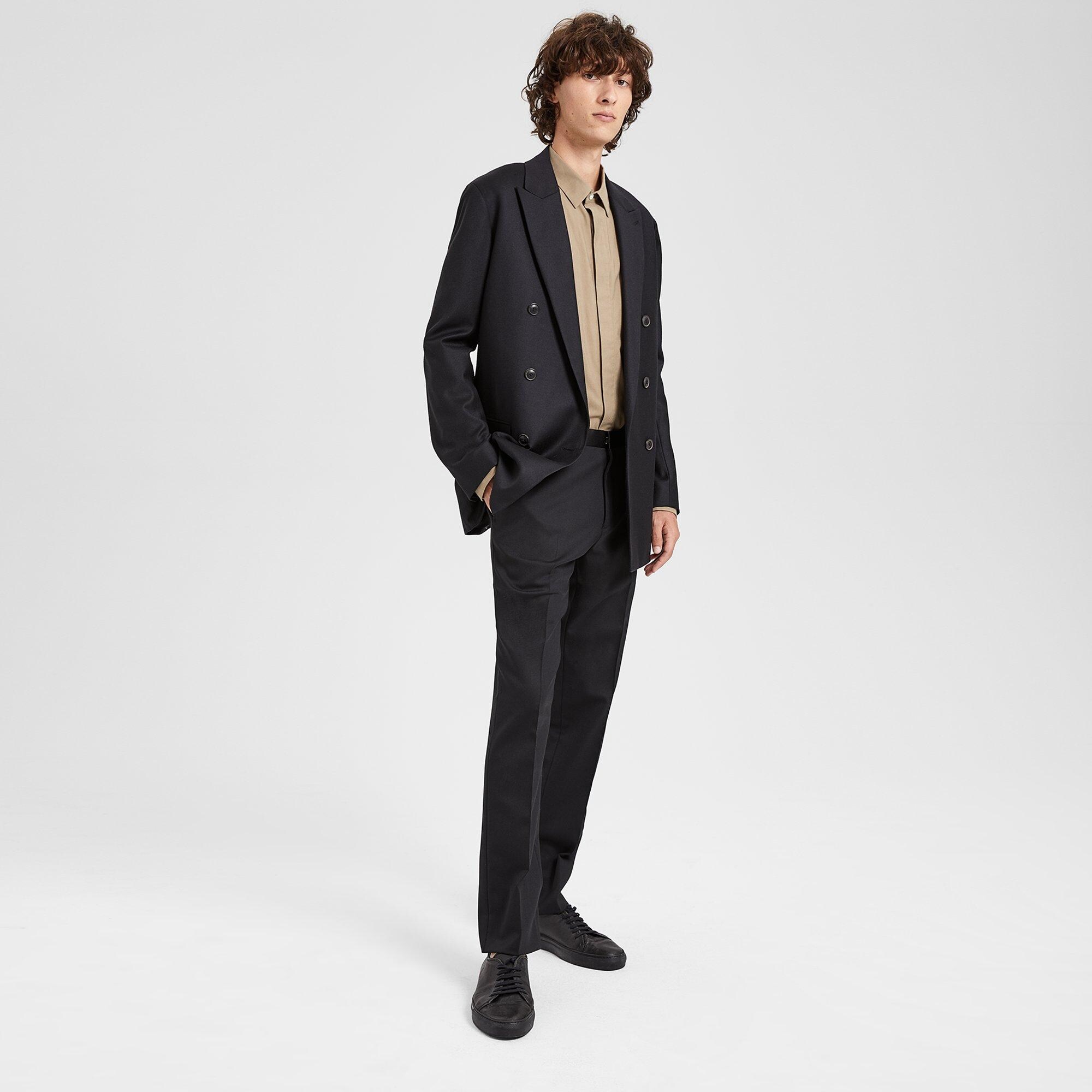 Tailored Flannel Double-Breasted Blazer