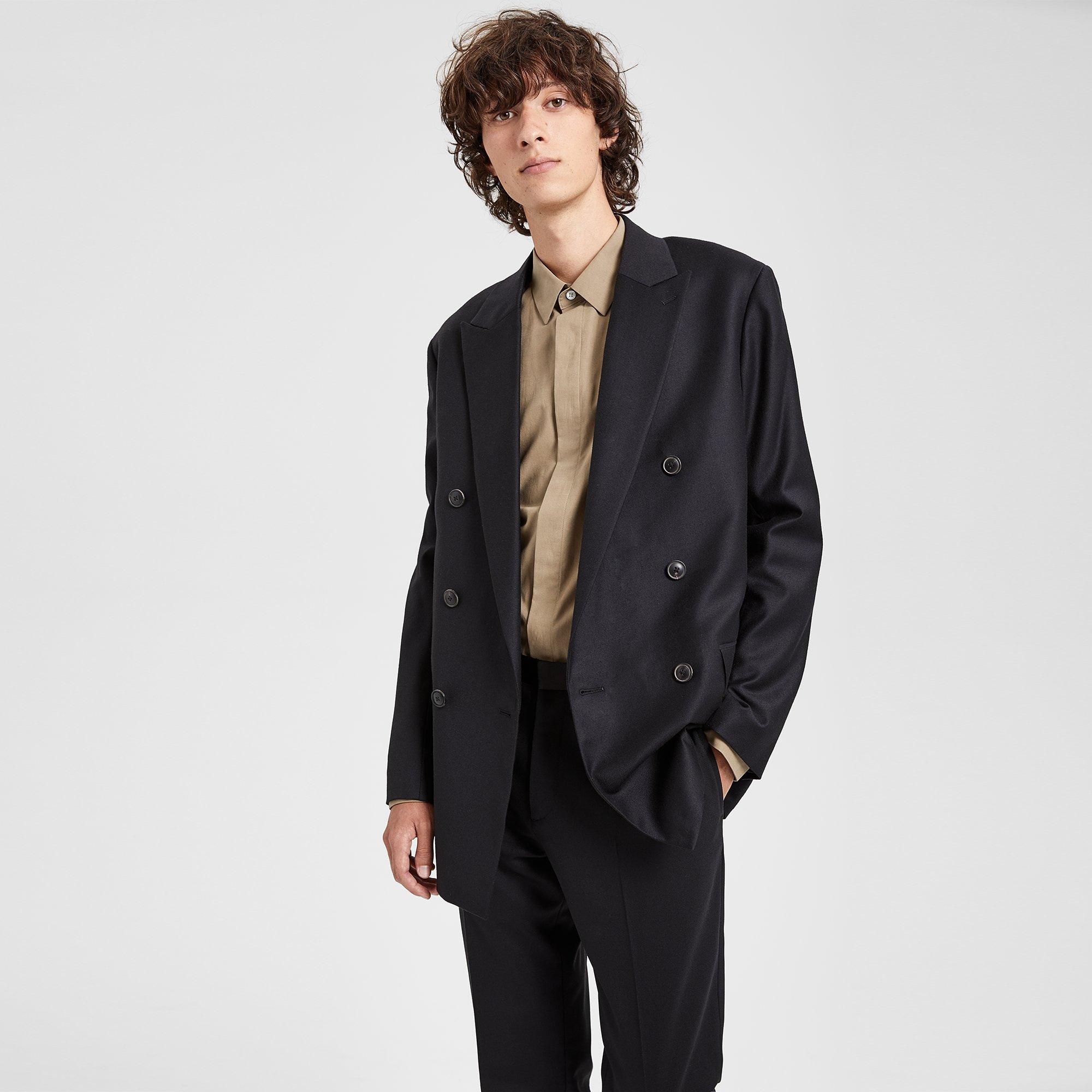 Men's Charcoal Chalk Stripe Double Breasted Slim Suit