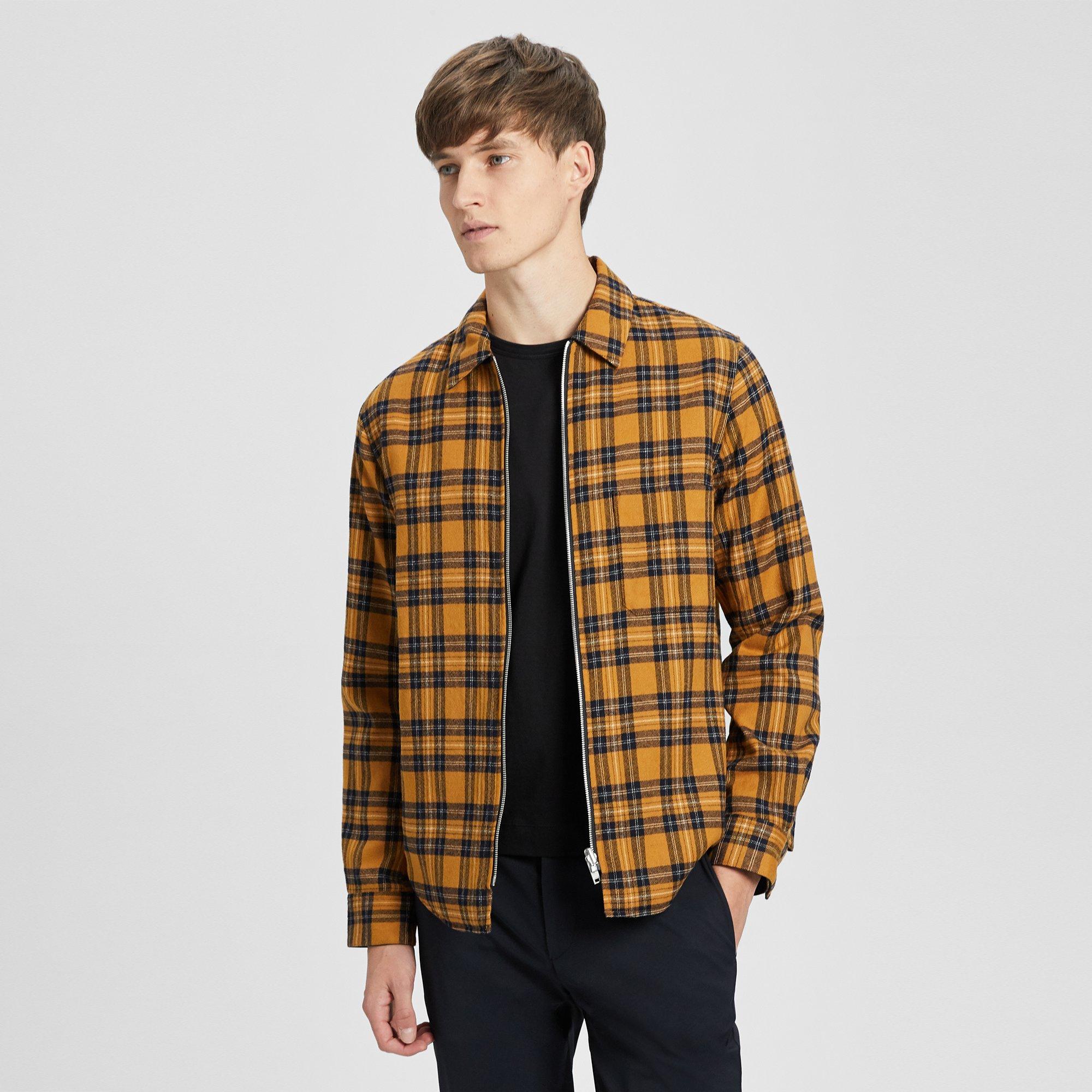 Flannel Reversible Zip Shirt Jacket
