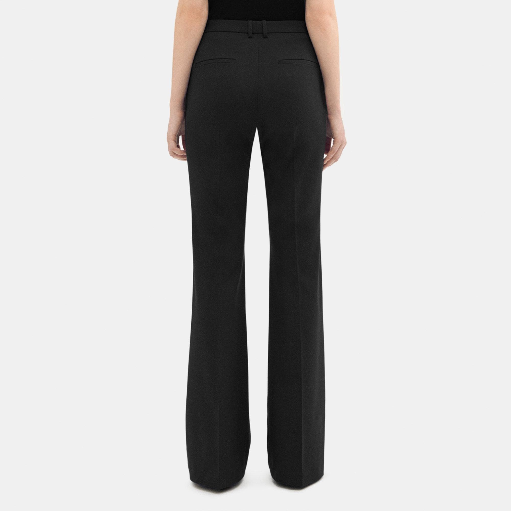 Mid-rise flared wool-blend pants