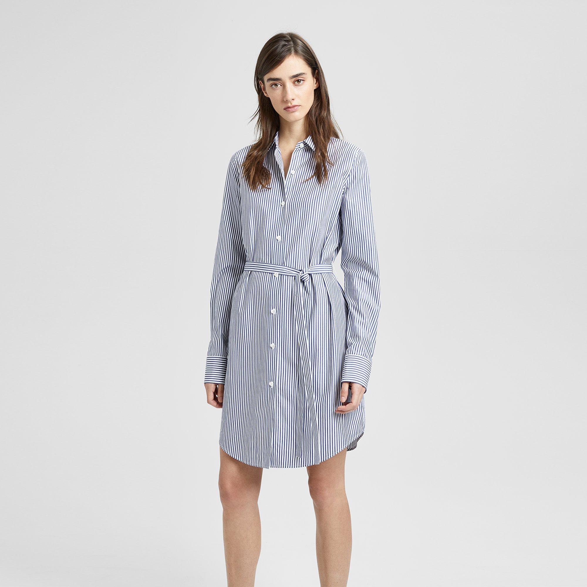 Theory Official Site | Striped Clean Shirt Dress