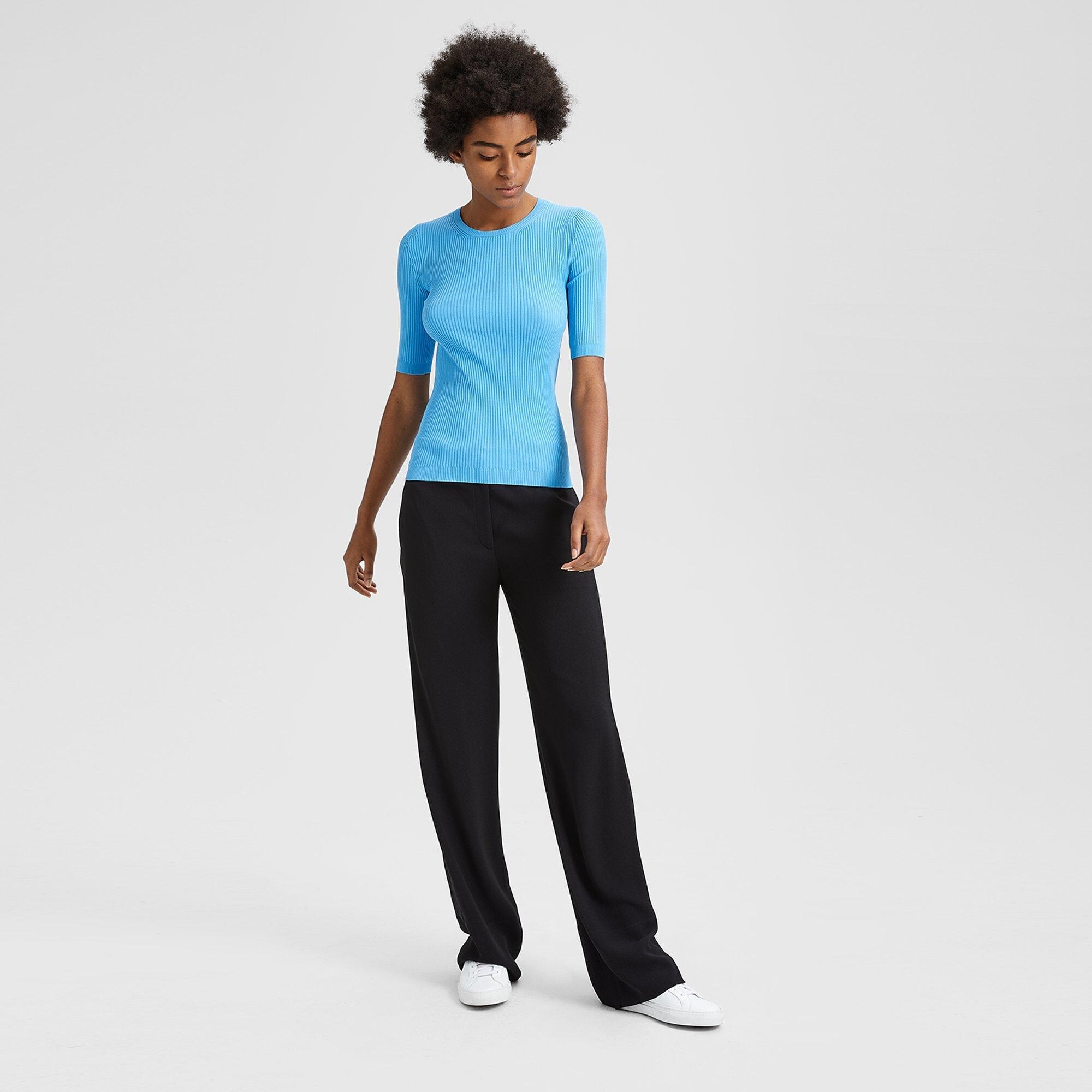 Ribbed Nylon Crewneck Tee