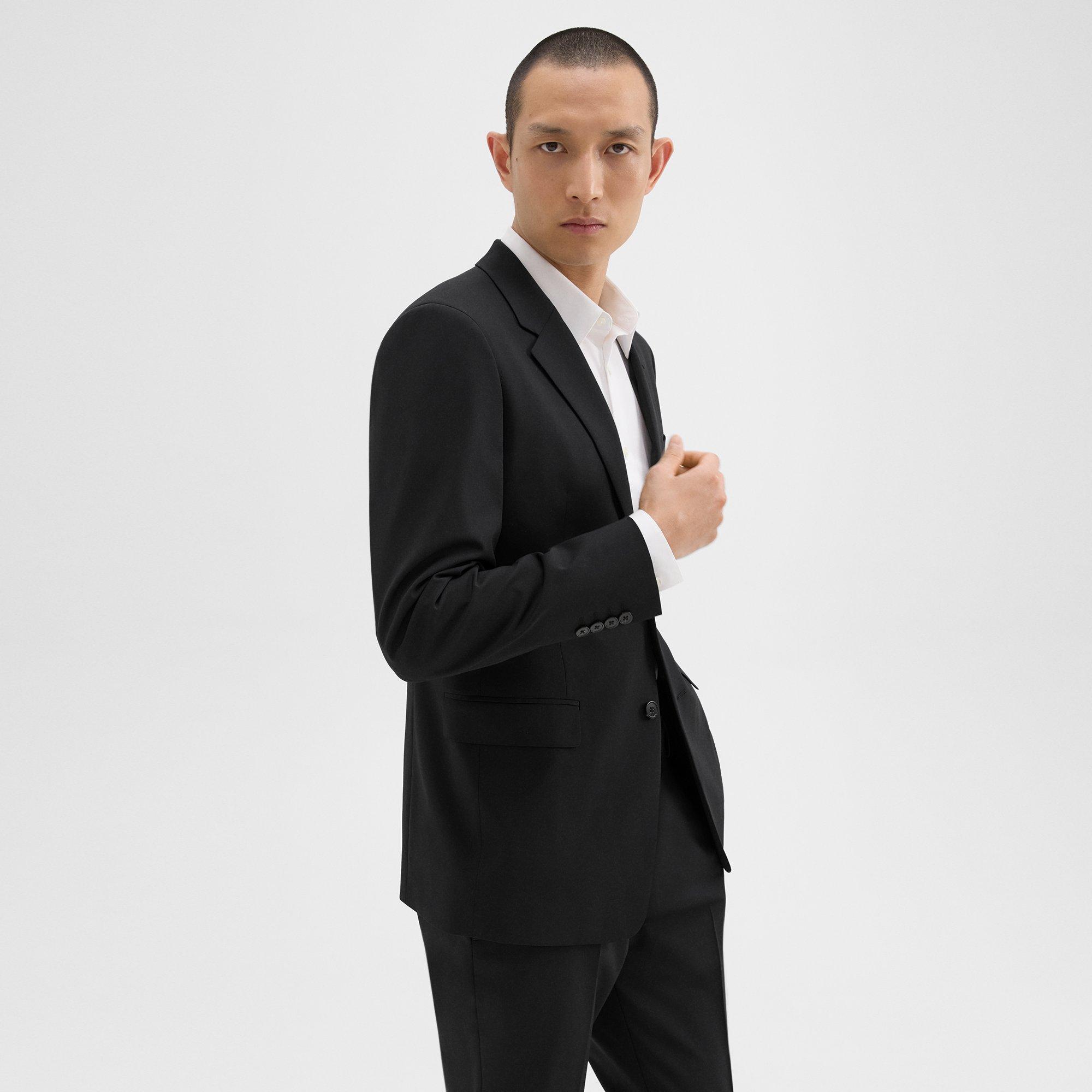 Black Stretch Wool Chambers Blazer | Theory