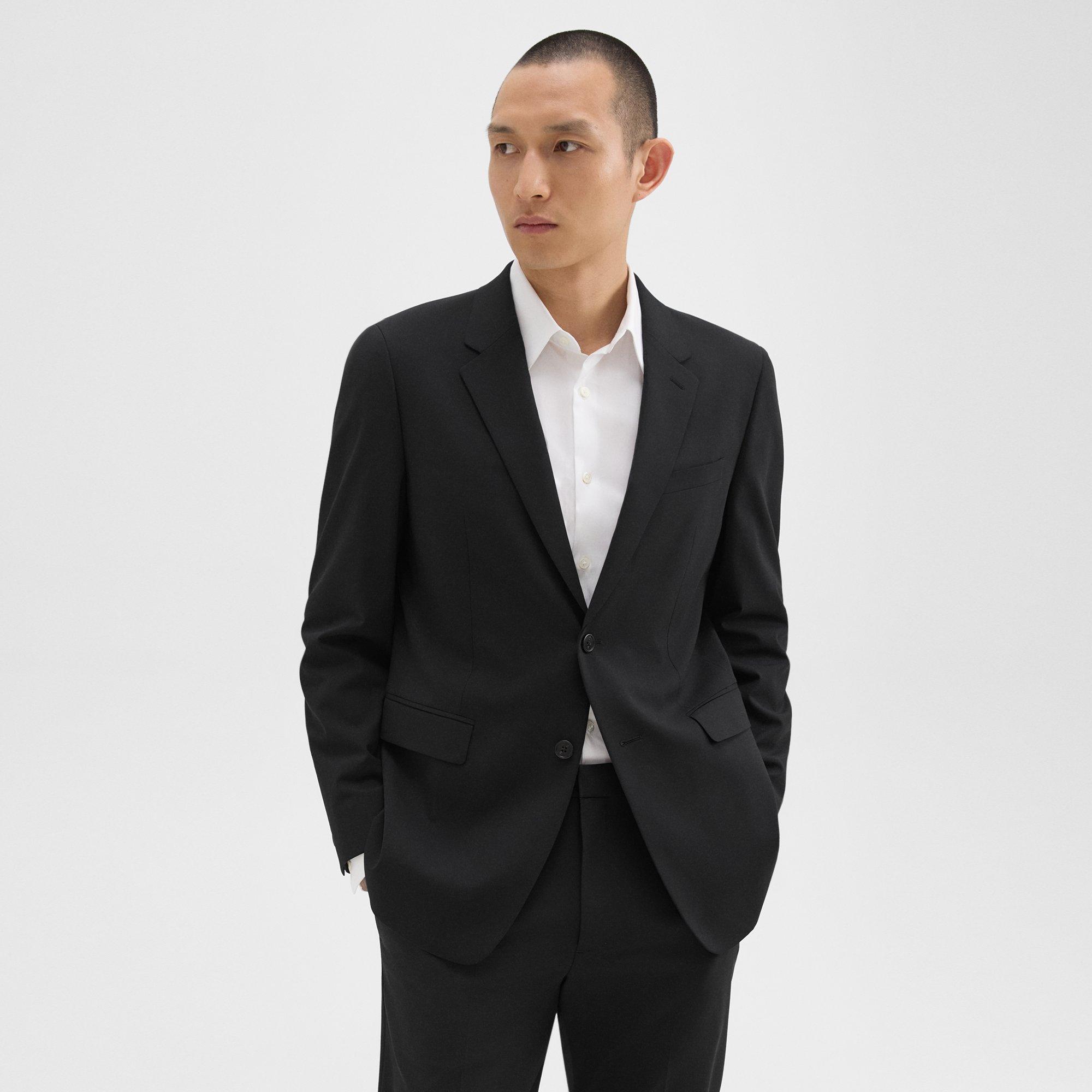 Black Stretch Wool Chambers Blazer | Theory