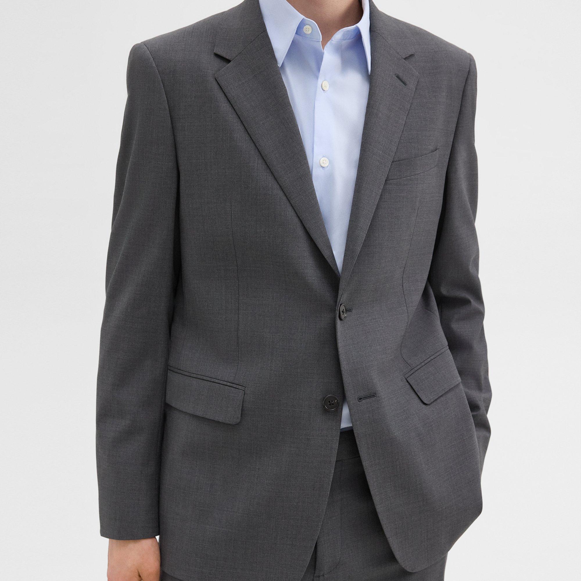 Grey Stretch Wool Chambers Blazer | Theory