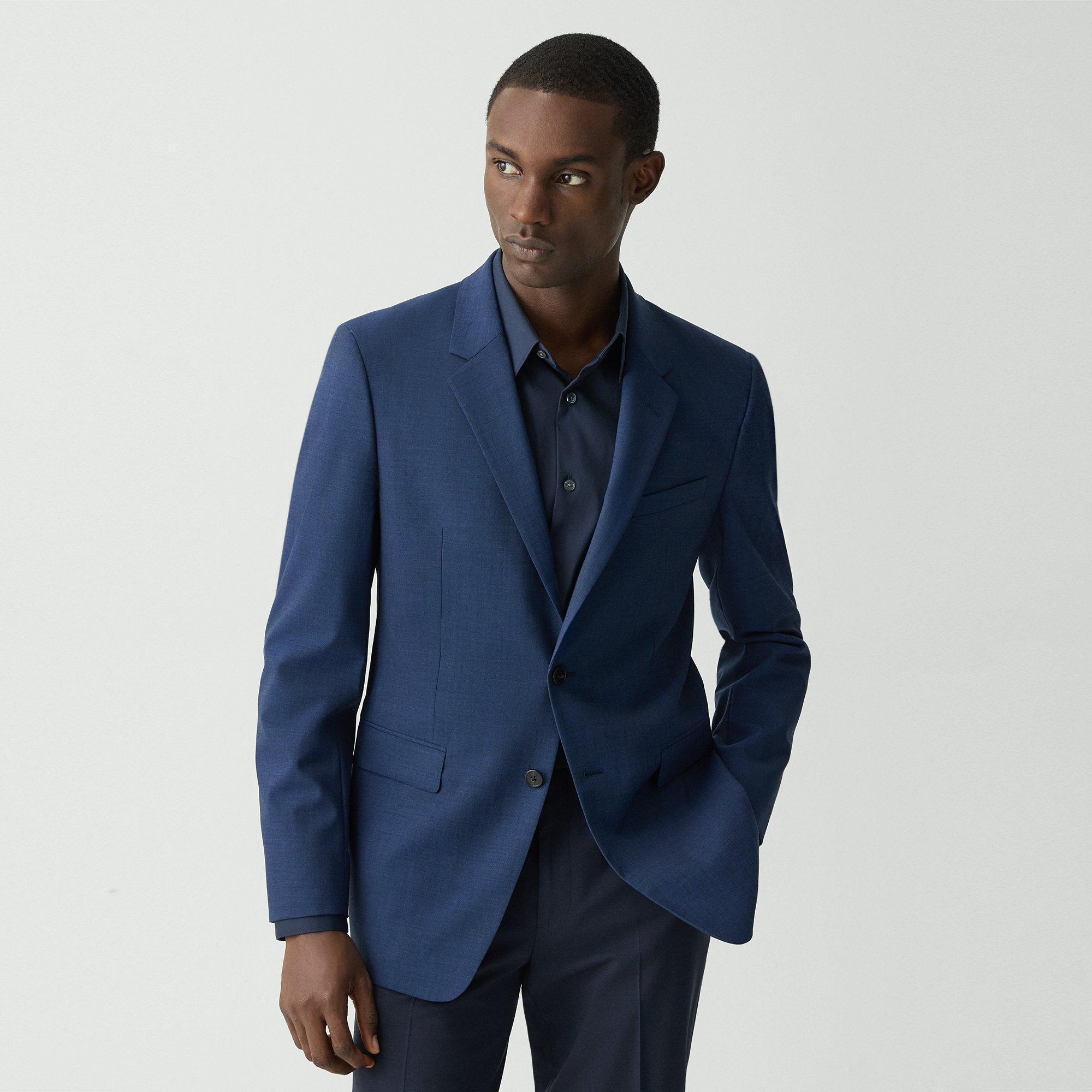 Blue Stretch Wool Chambers Blazer | Theory