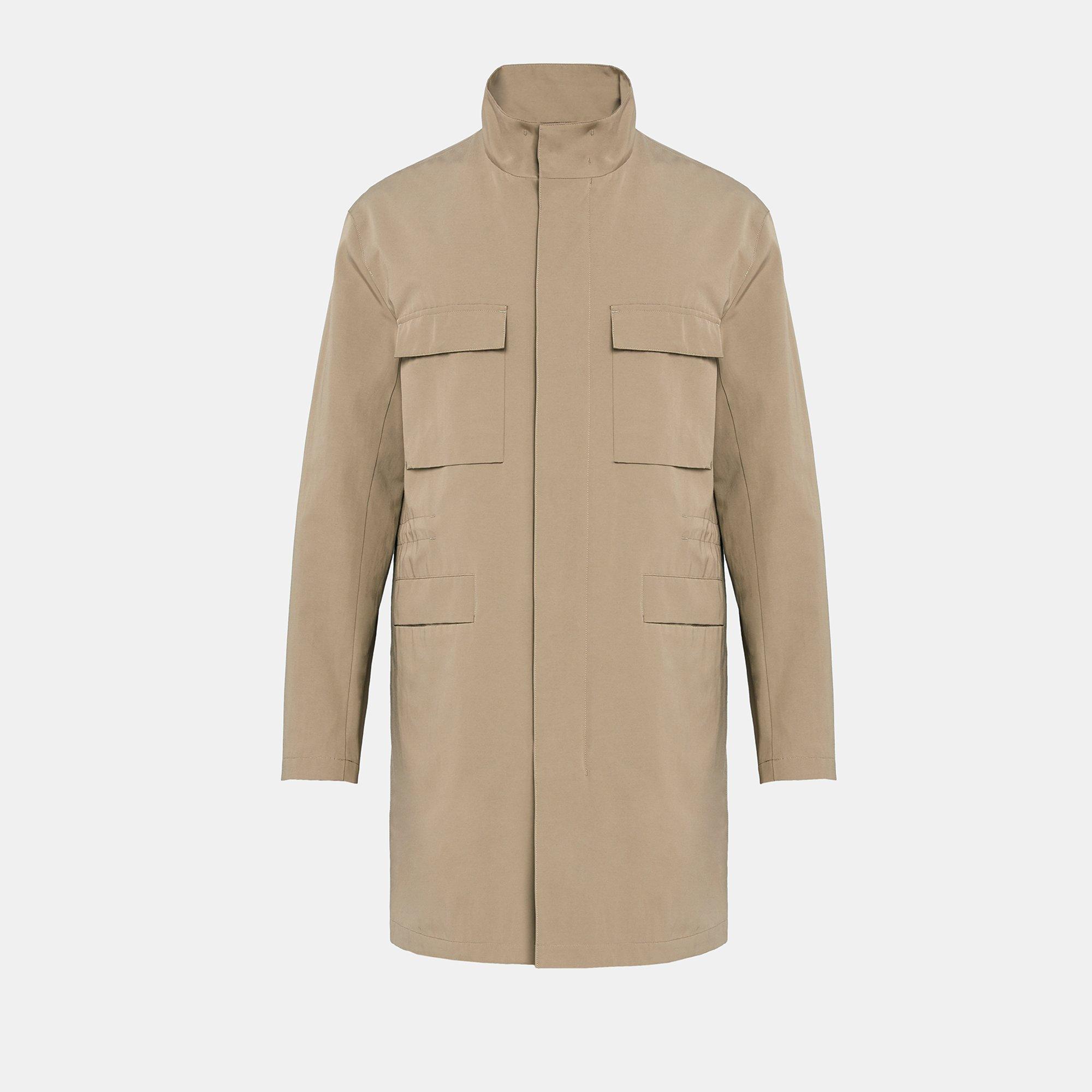 Technical Faille Long Military Jacket