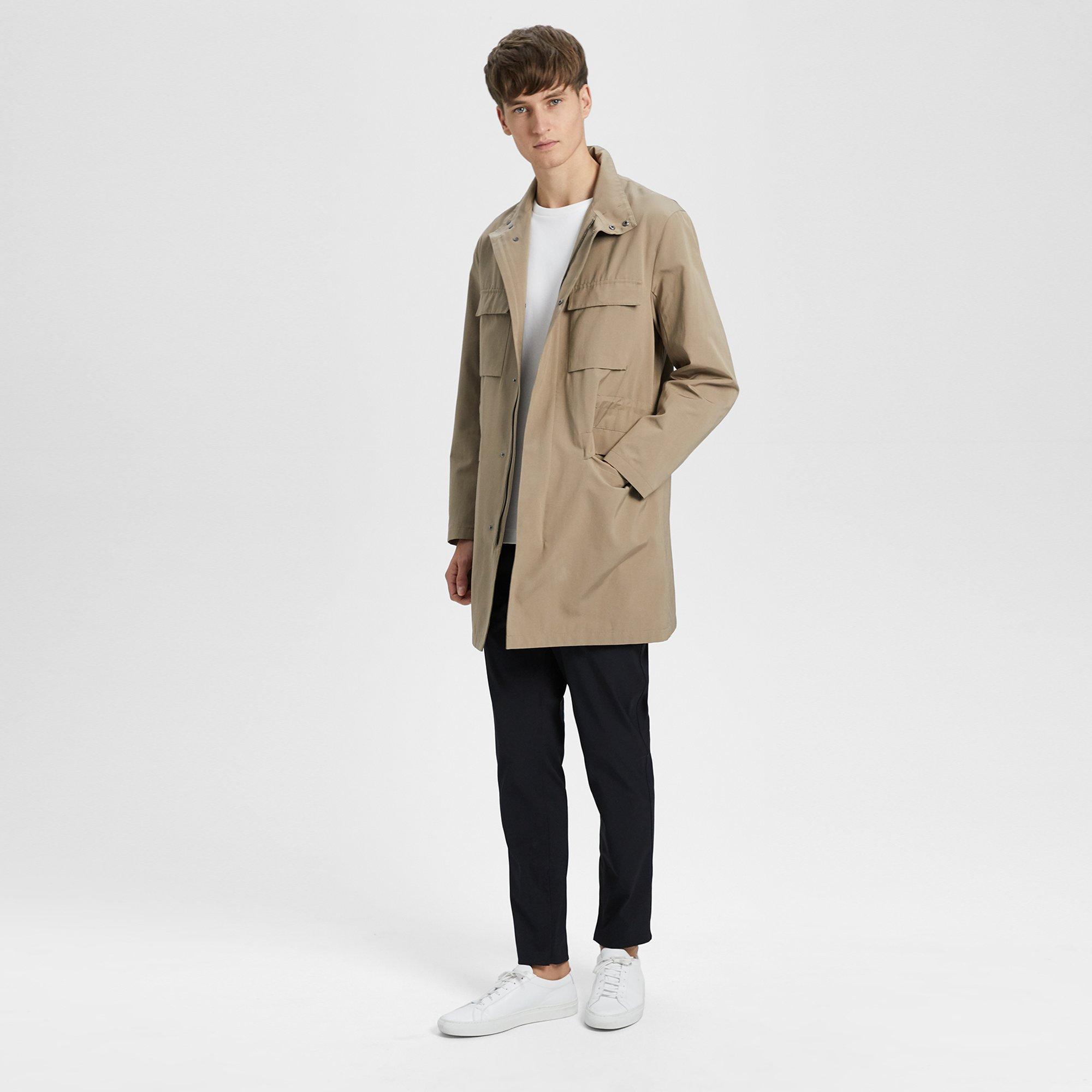 Technical Faille Long Military Jacket