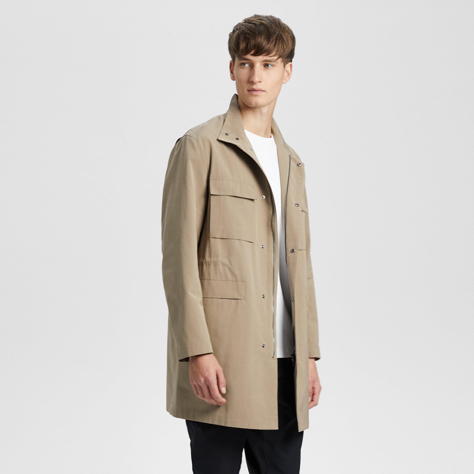 Technical Faille Long Military Jacket