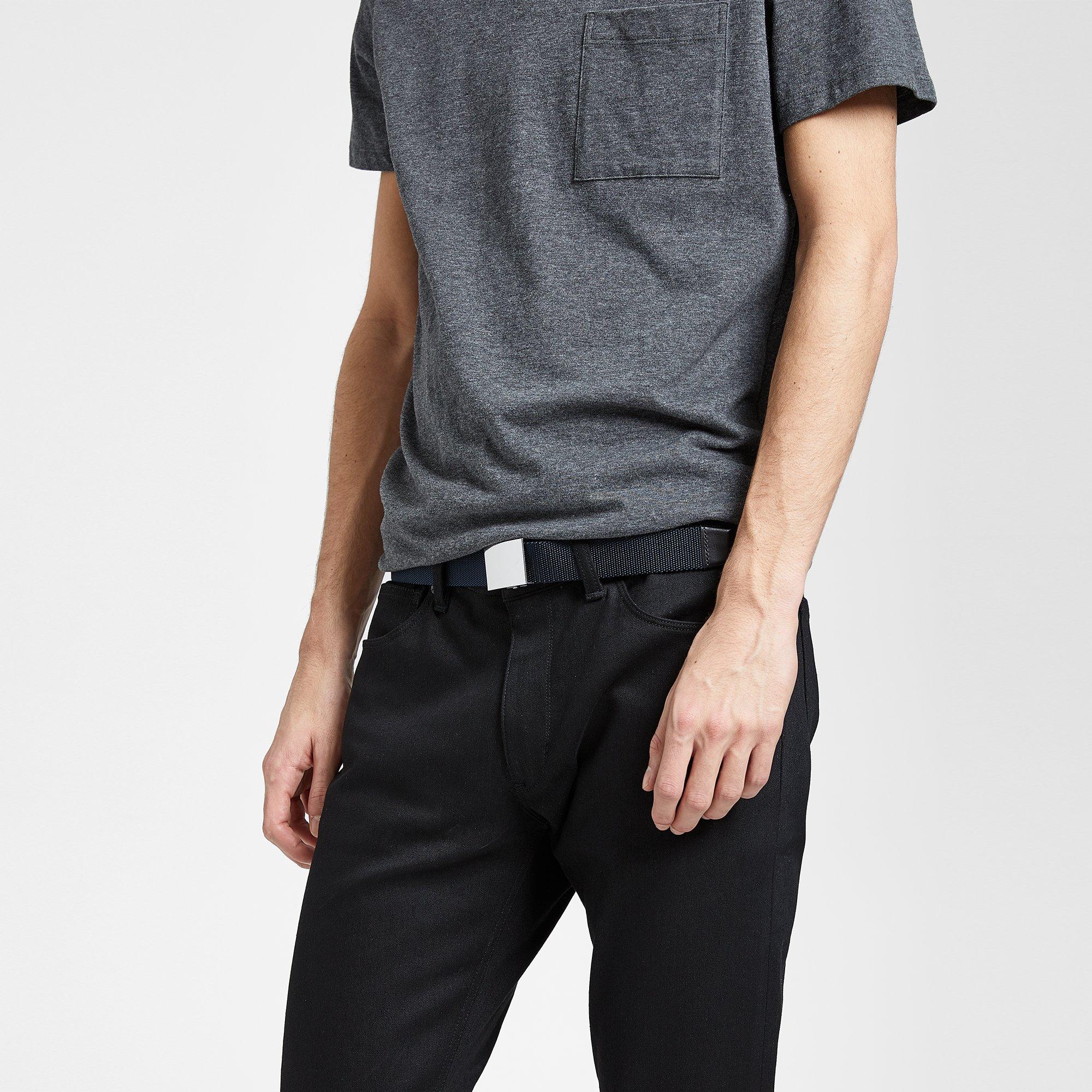Leather-Trimmed Webbing Belt