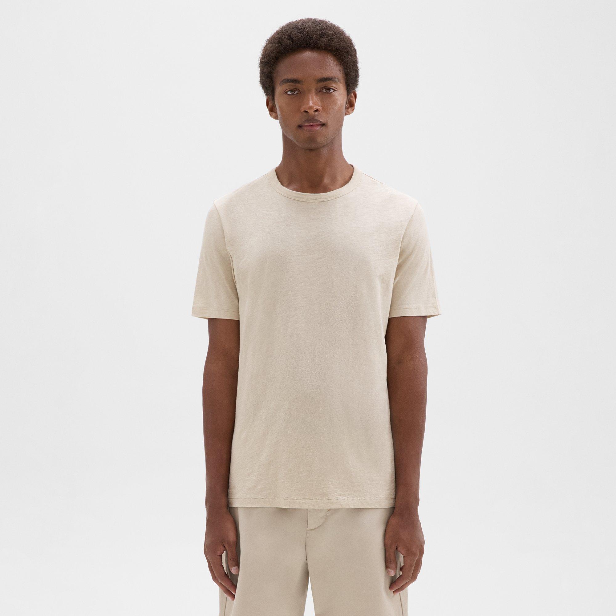 띠어리 Theory Essential Tee in 코스 Cosmos Slub Cotton,SAND