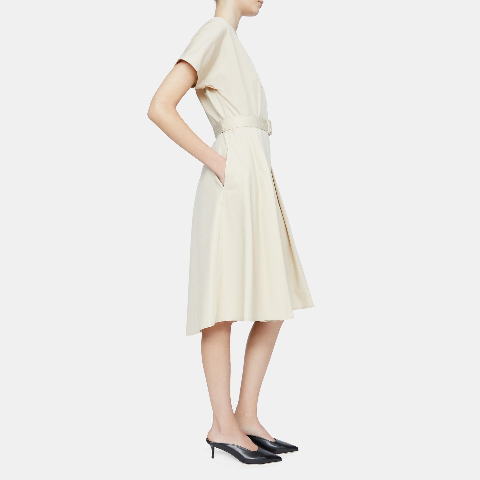 Belted Shirtdress in Cotton