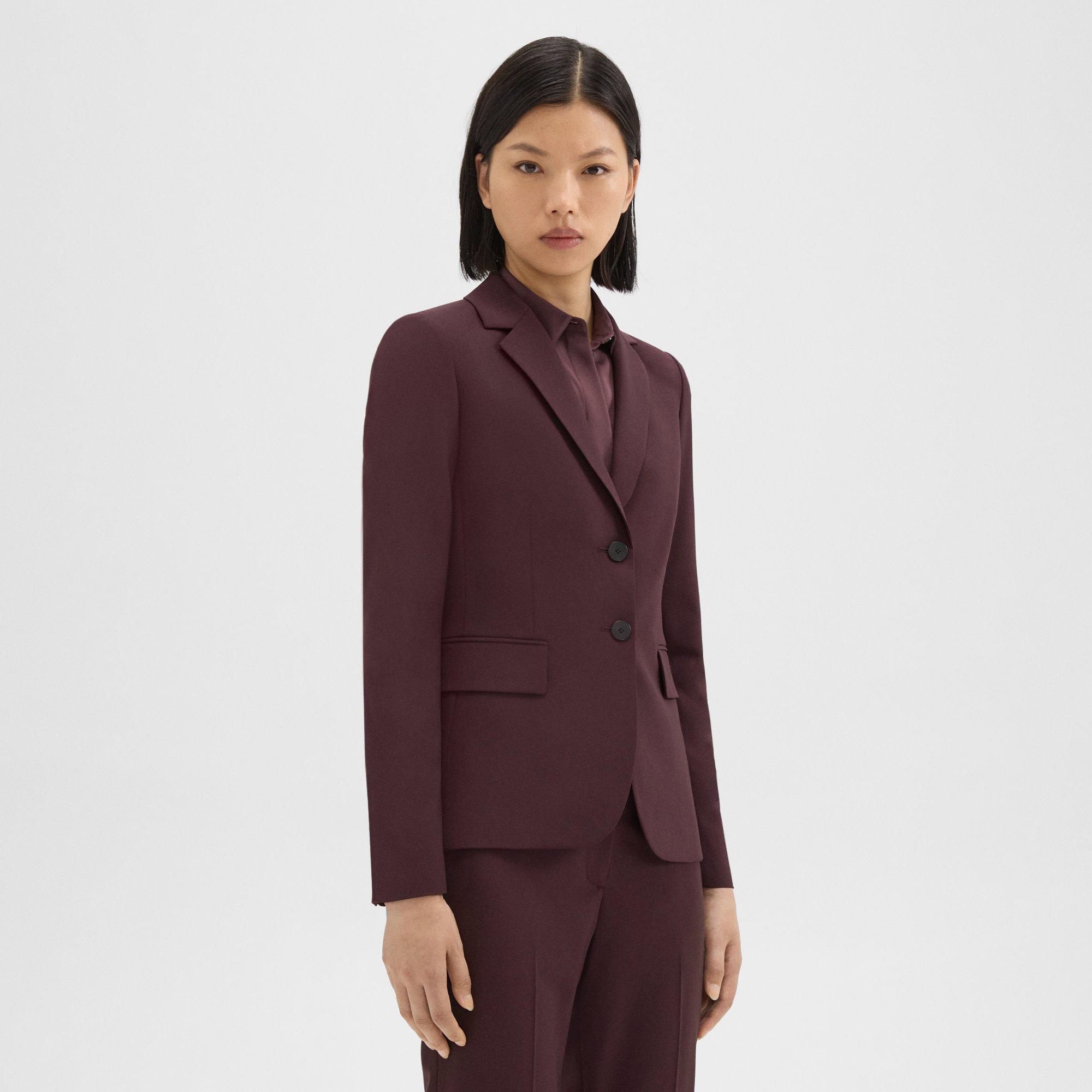 Lambskin Accent Fitted Blazer - Women - Ready-to-Wear