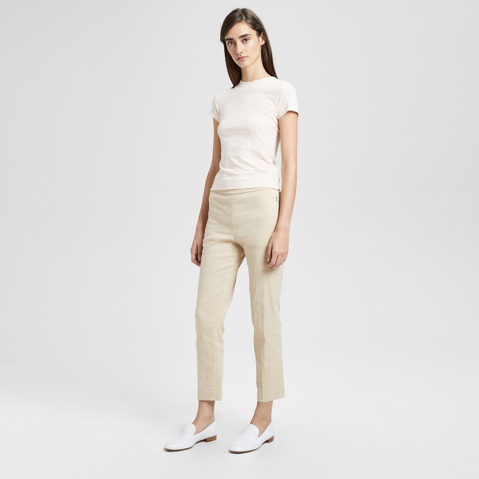Theory Official Site | Organic Crunch Linen Basic Pull-On Pant