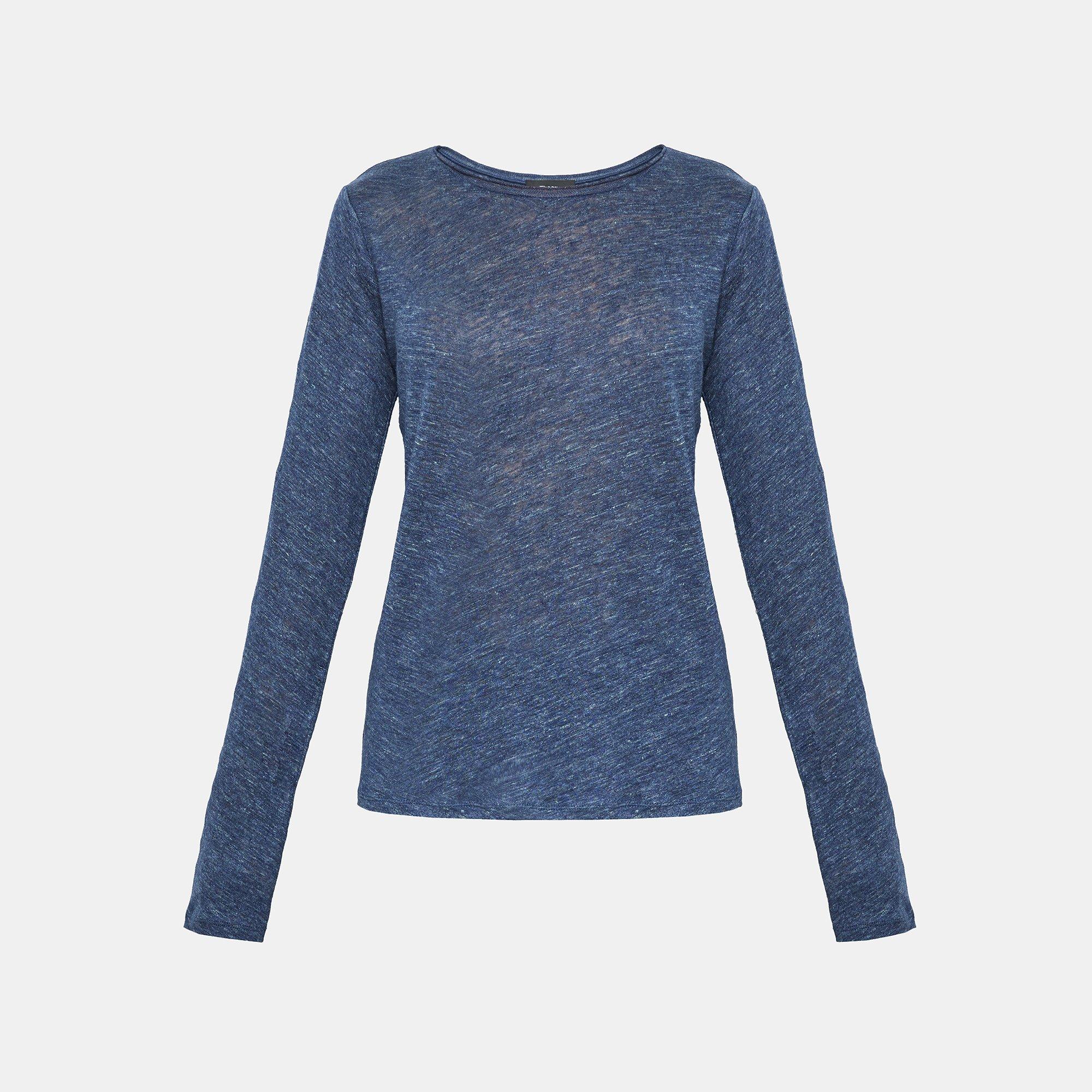 Linen Roll-Stitch Long-Sleeve Tee