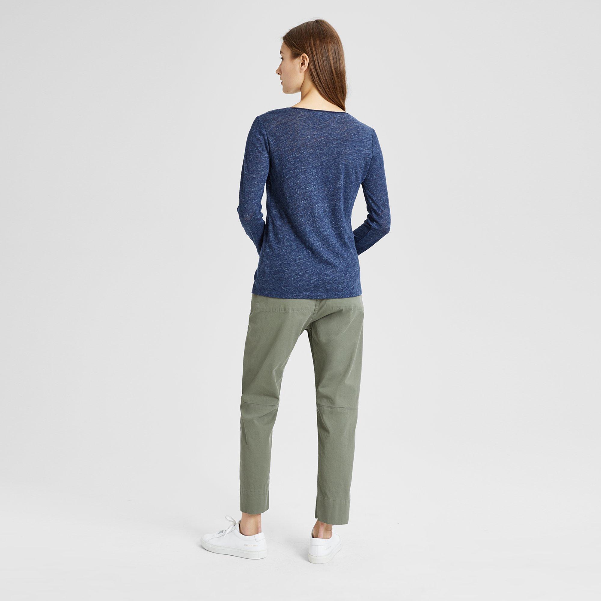 Linen Roll-Stitch Long-Sleeve Tee