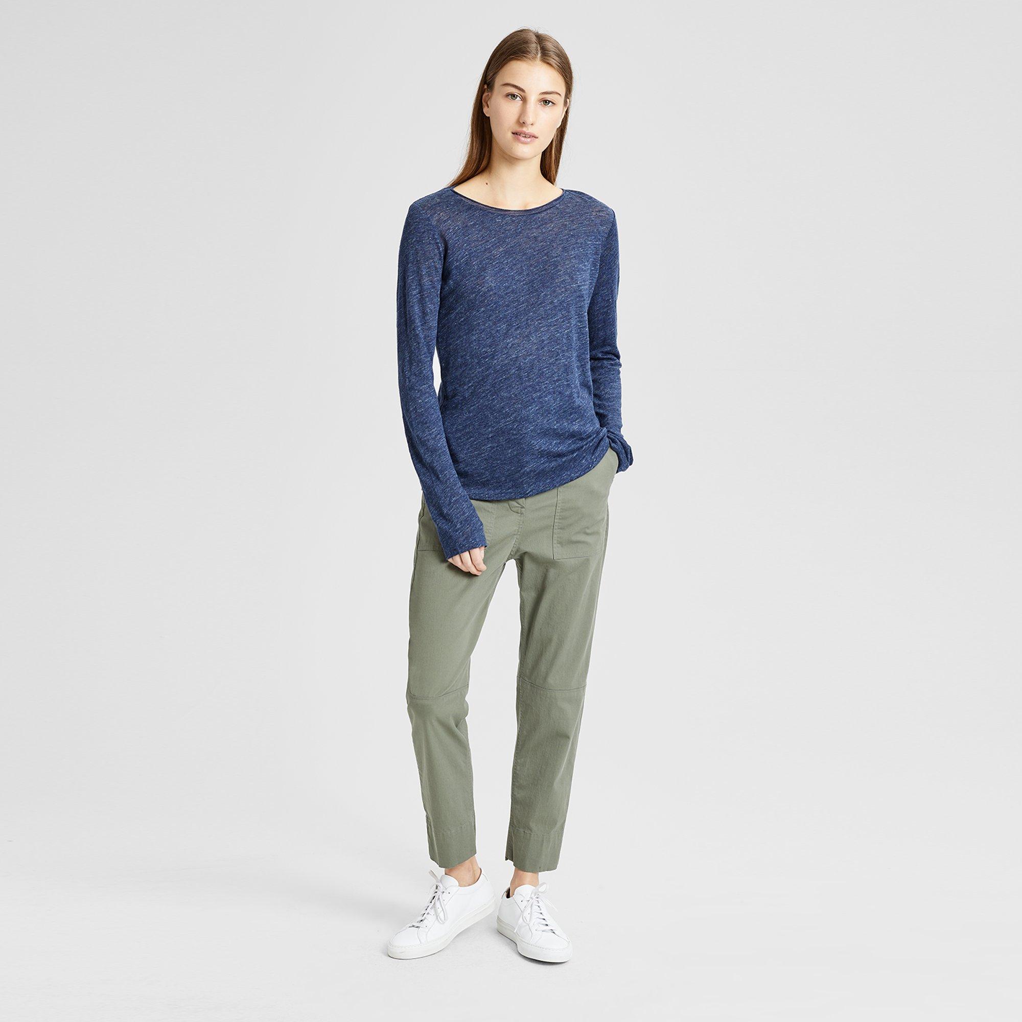 Linen Roll-Stitch Long-Sleeve Tee