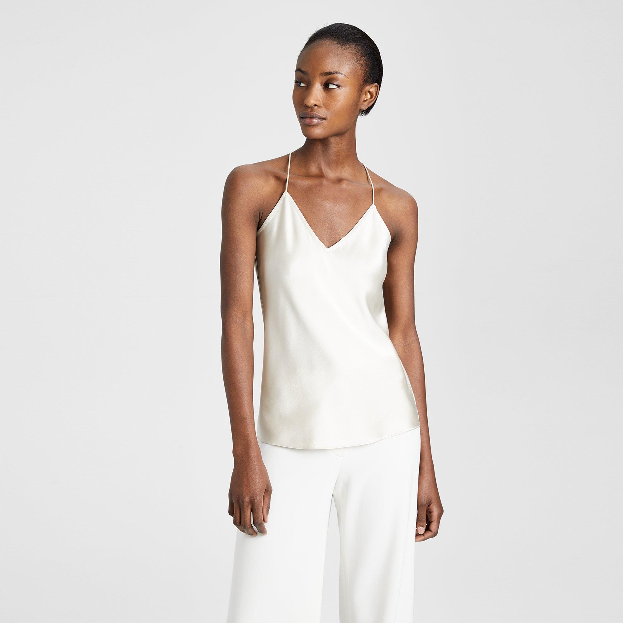 Theory Official Site | Draped Back Slip Top in Silk Satin