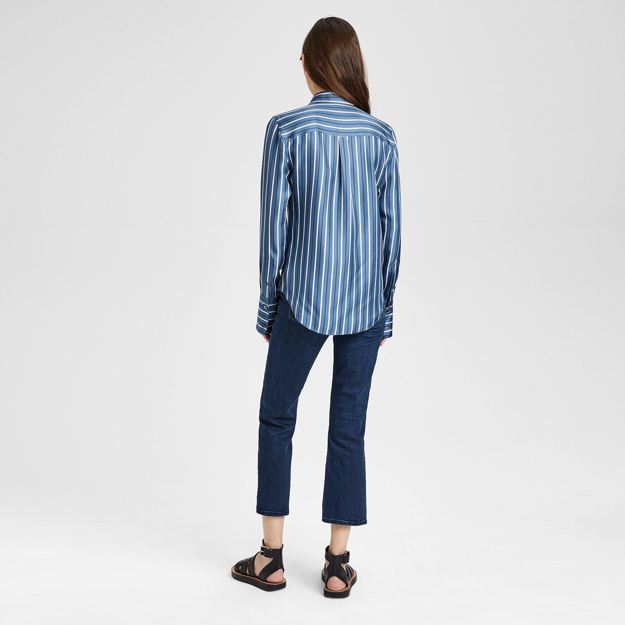 Silk Stripe Slim Collar Button-Down