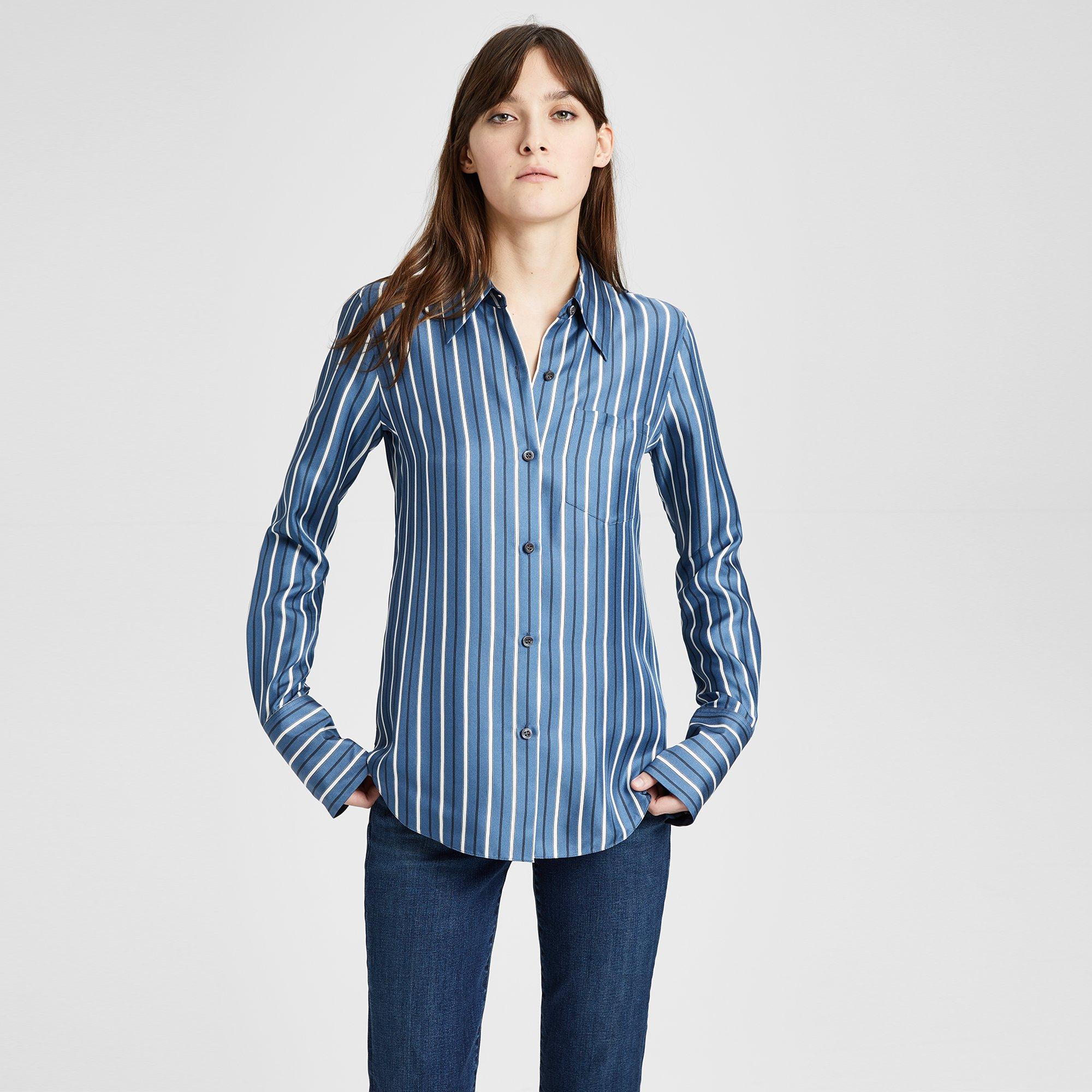Silk Stripe Slim Collar Button-Down