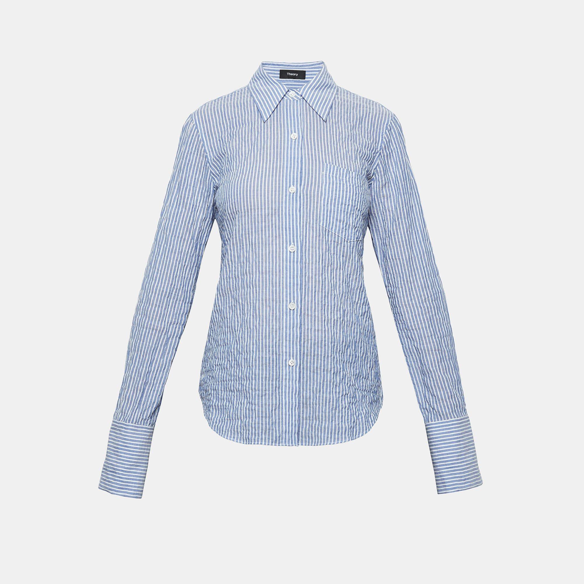 Seersucker Slim Collar Button-Down