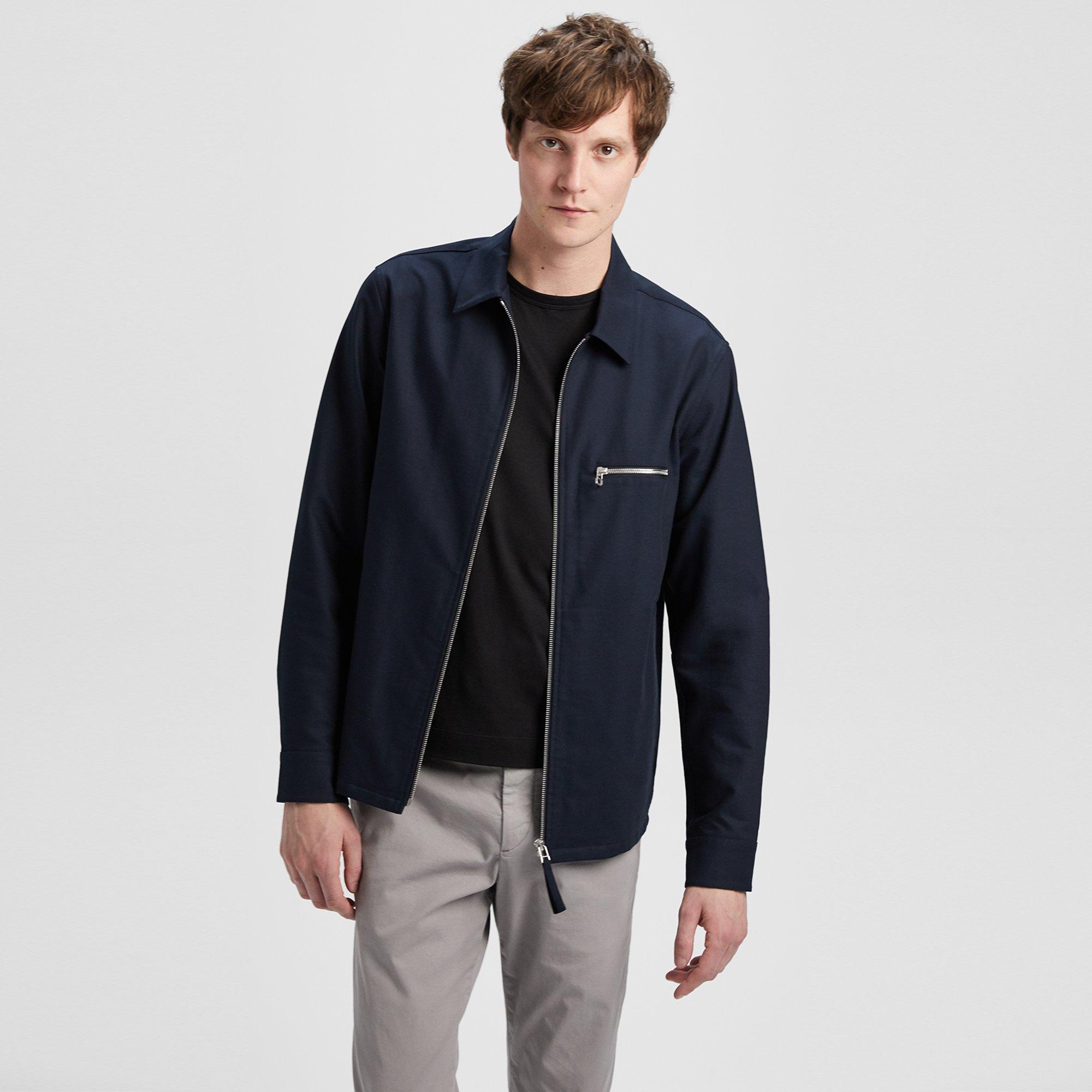 Theory Official Site | Cotton Pique Zip Shirt Jacket