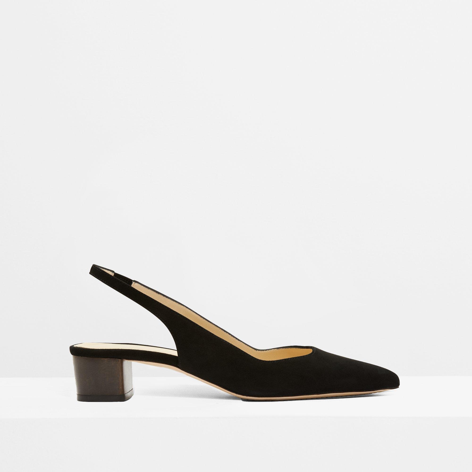 Black suede sling back shoes on sale