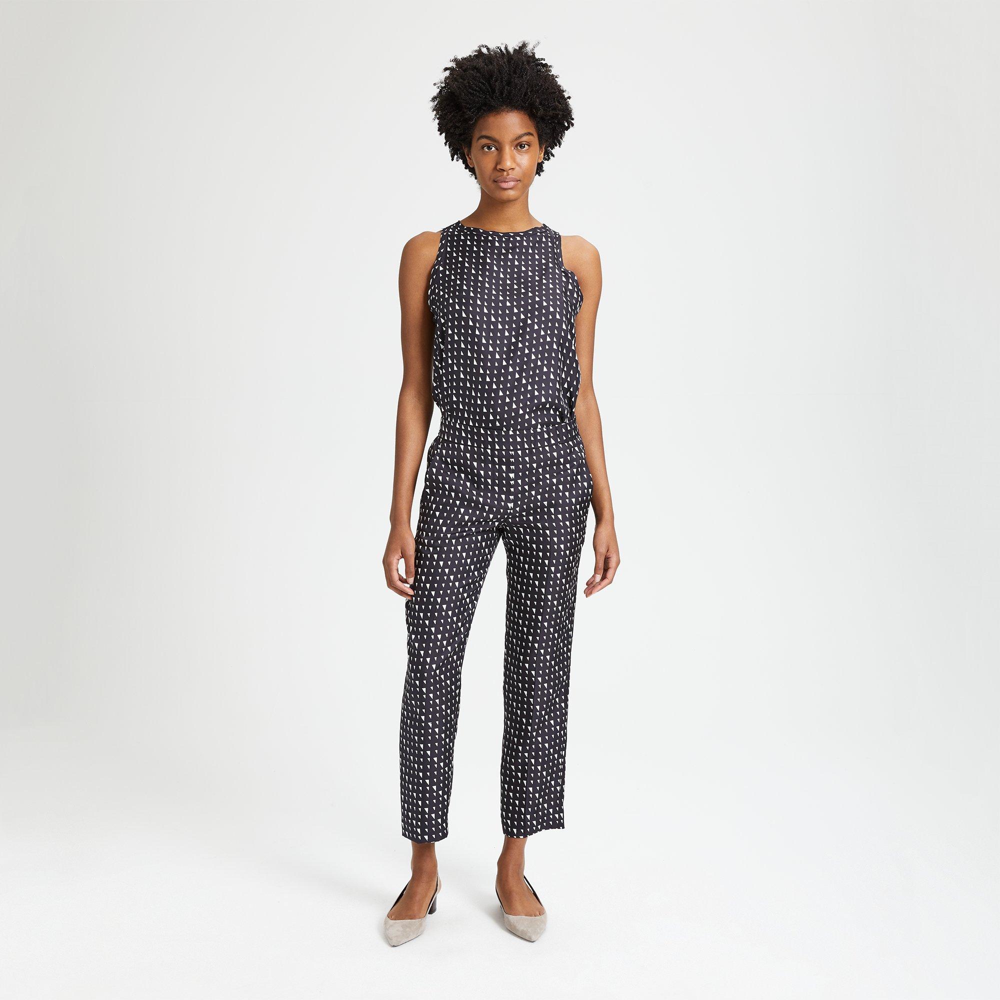 Silk Triangle Print Pull-On Trouser