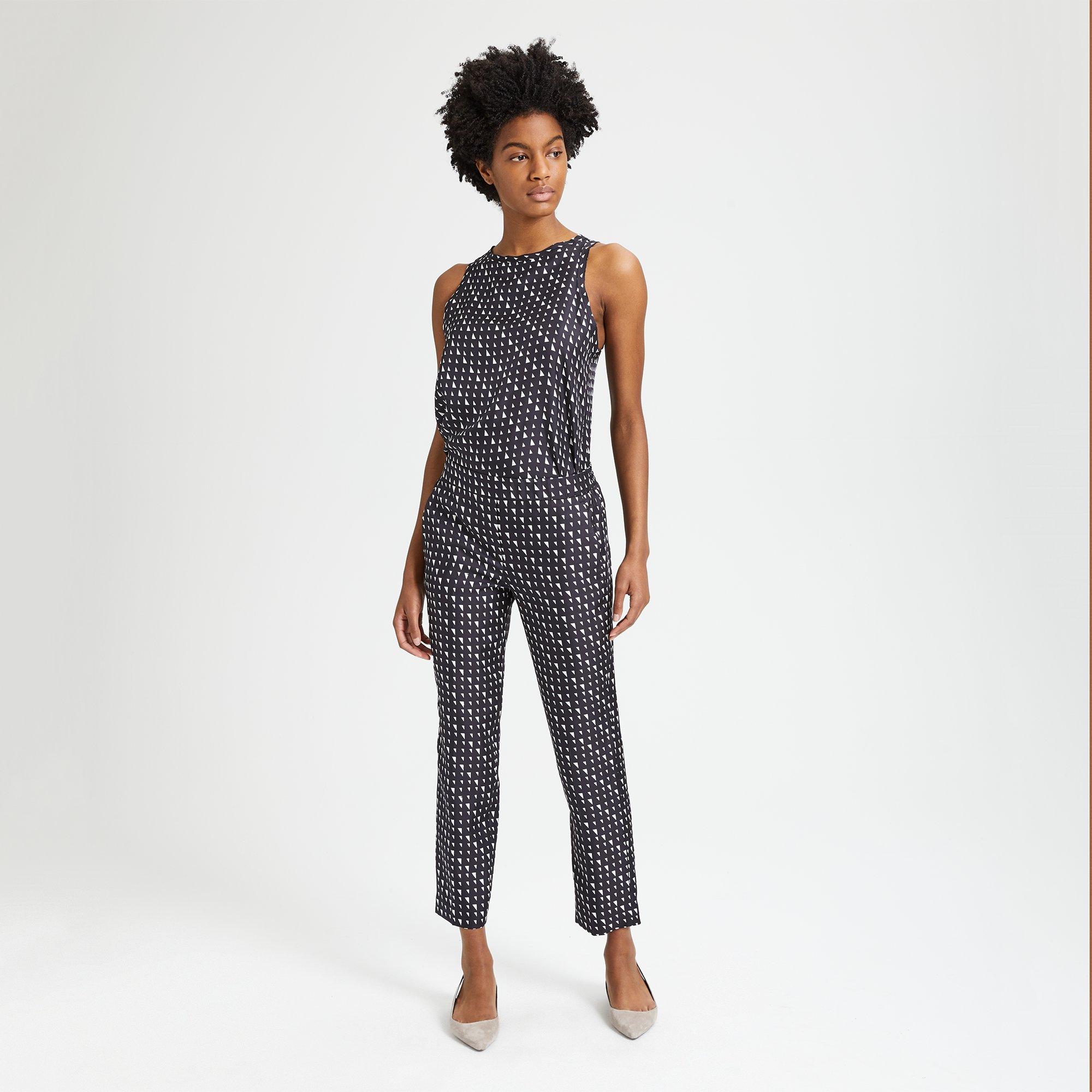 Silk Triangle Print Pull-On Trouser