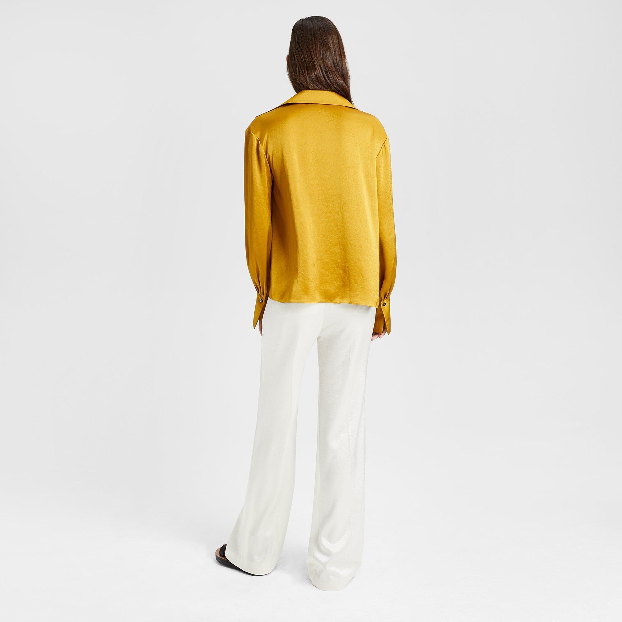 Satin Wide-Collar Blouse