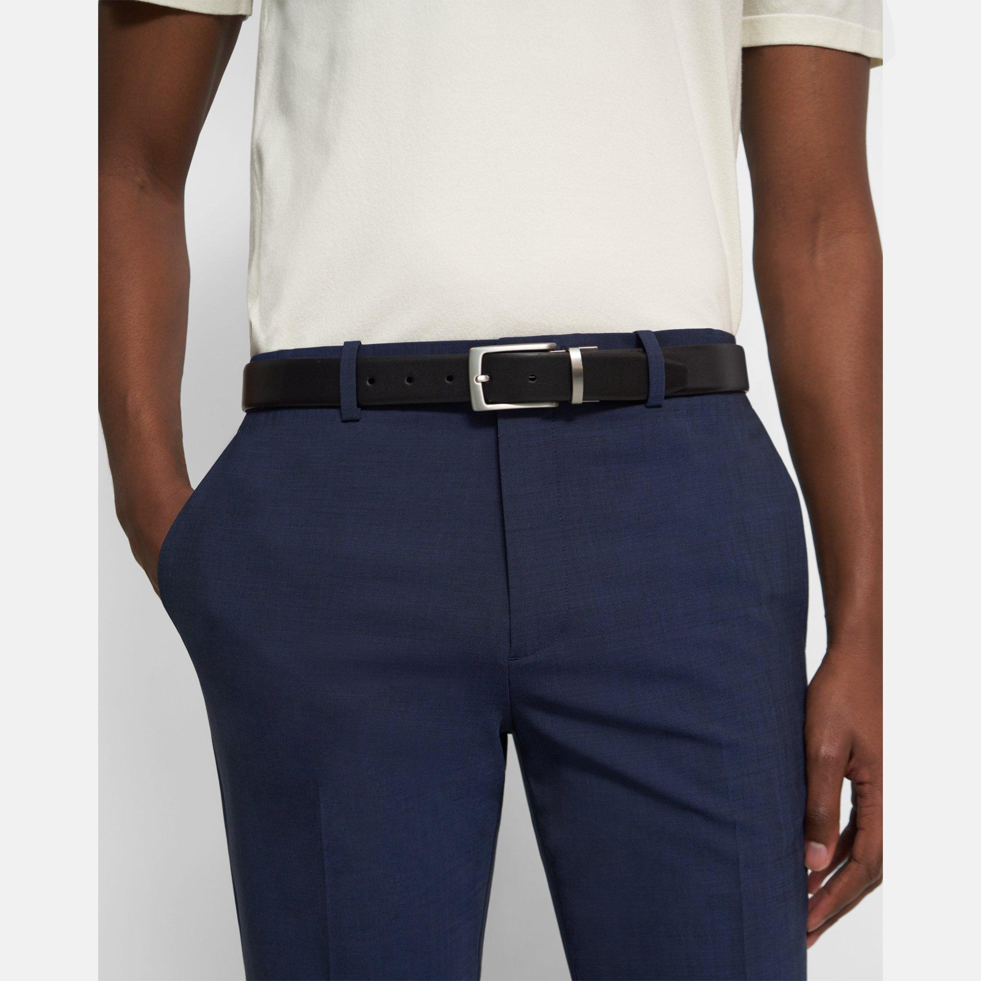 Theory Abhy Reversible Belt in Pebbled Leather