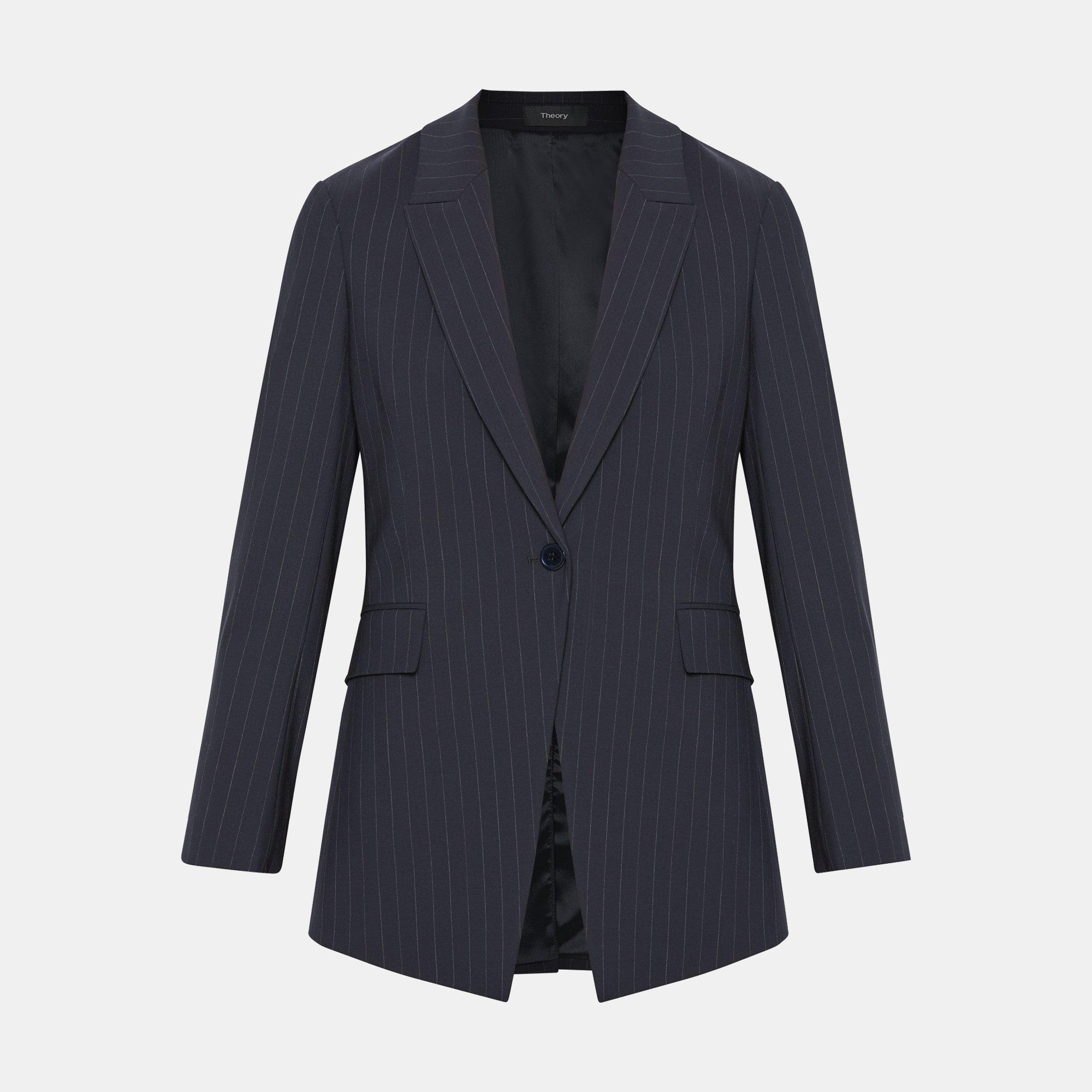 Theory Official Site  Etiennette Blazer in Pinstripe Good Wool