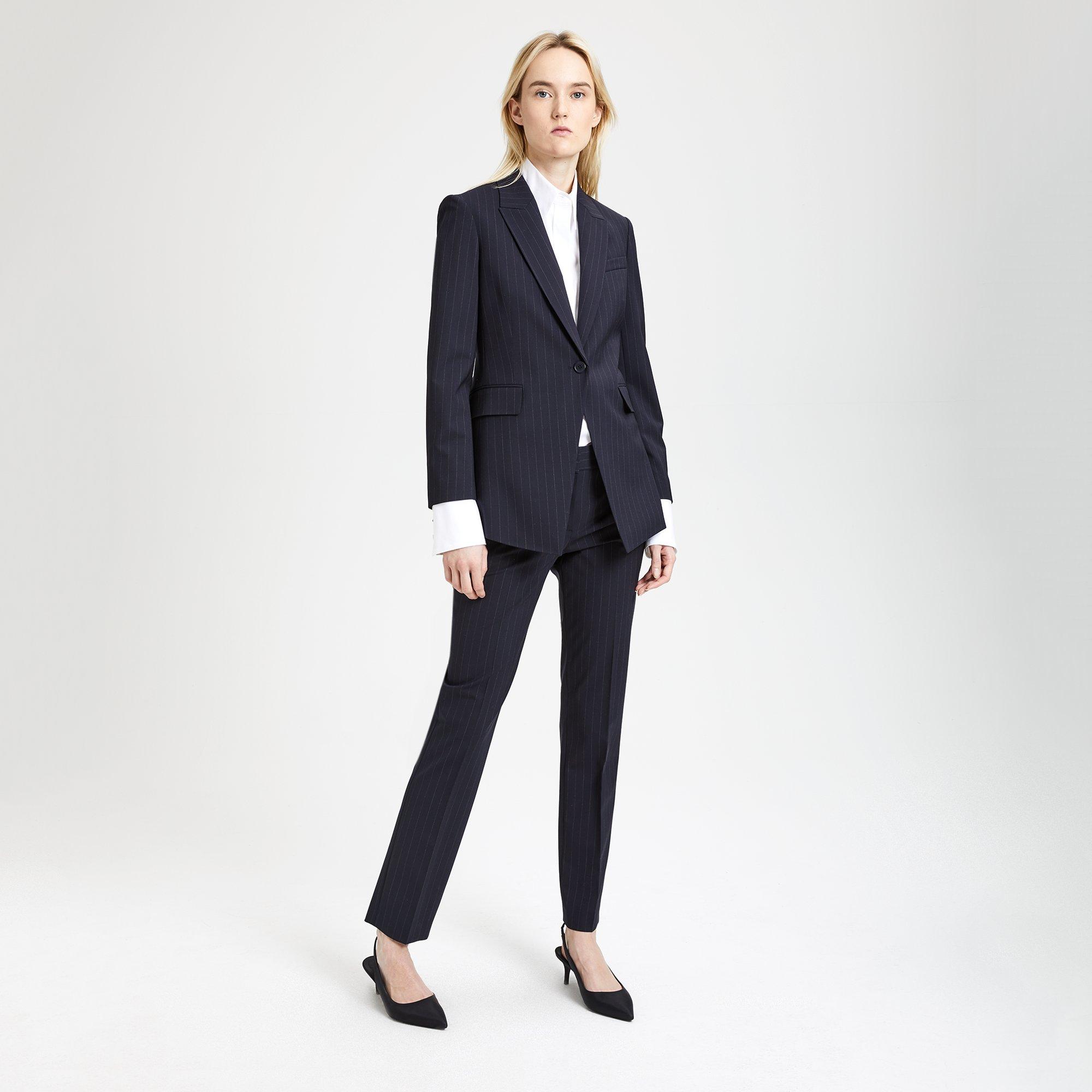 REISS AMBROSE BLACK PINSTRIPE WOOL BLEND TROUSER SUIT SIZE 14 – Whispers  Dress Agency