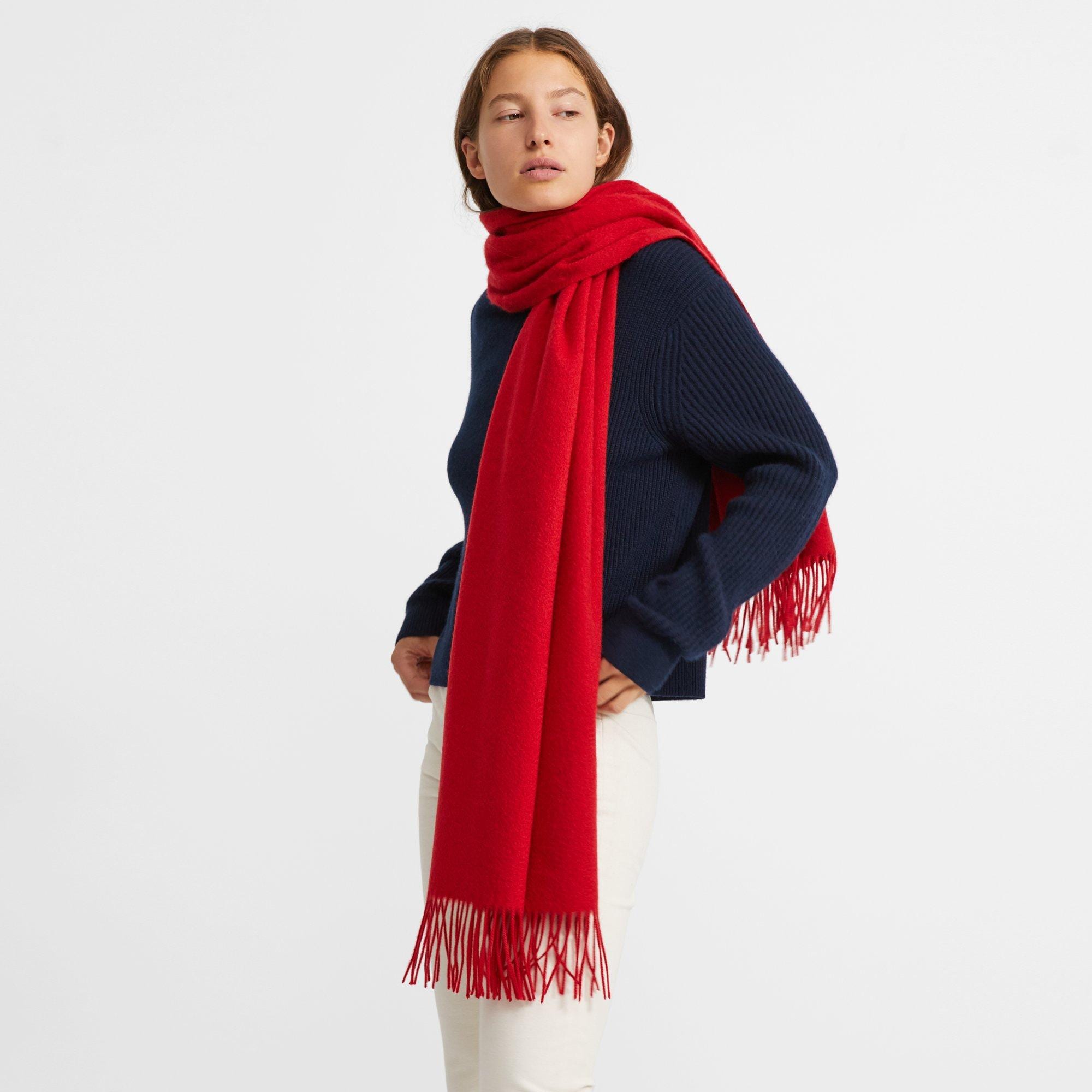 Oversized Fringe Scarf in Cashmere